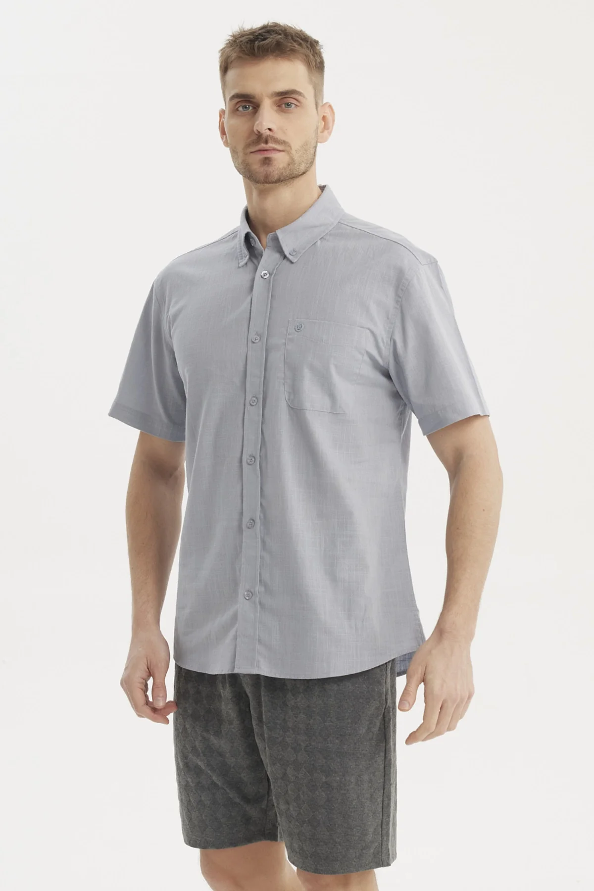Camisa Hombre Cuello Camisero Azul - Image 2