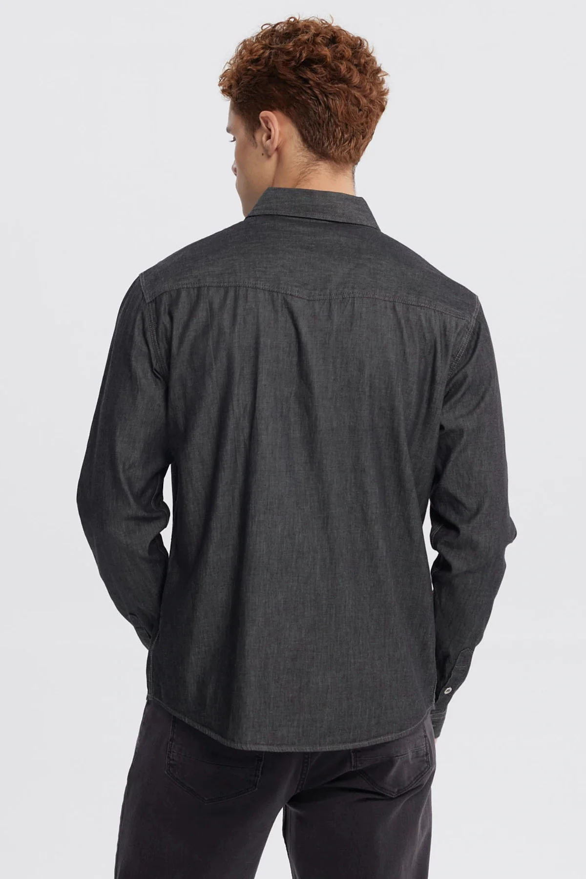 Camisa Hombre Cuello Camisero Negro - Image 3