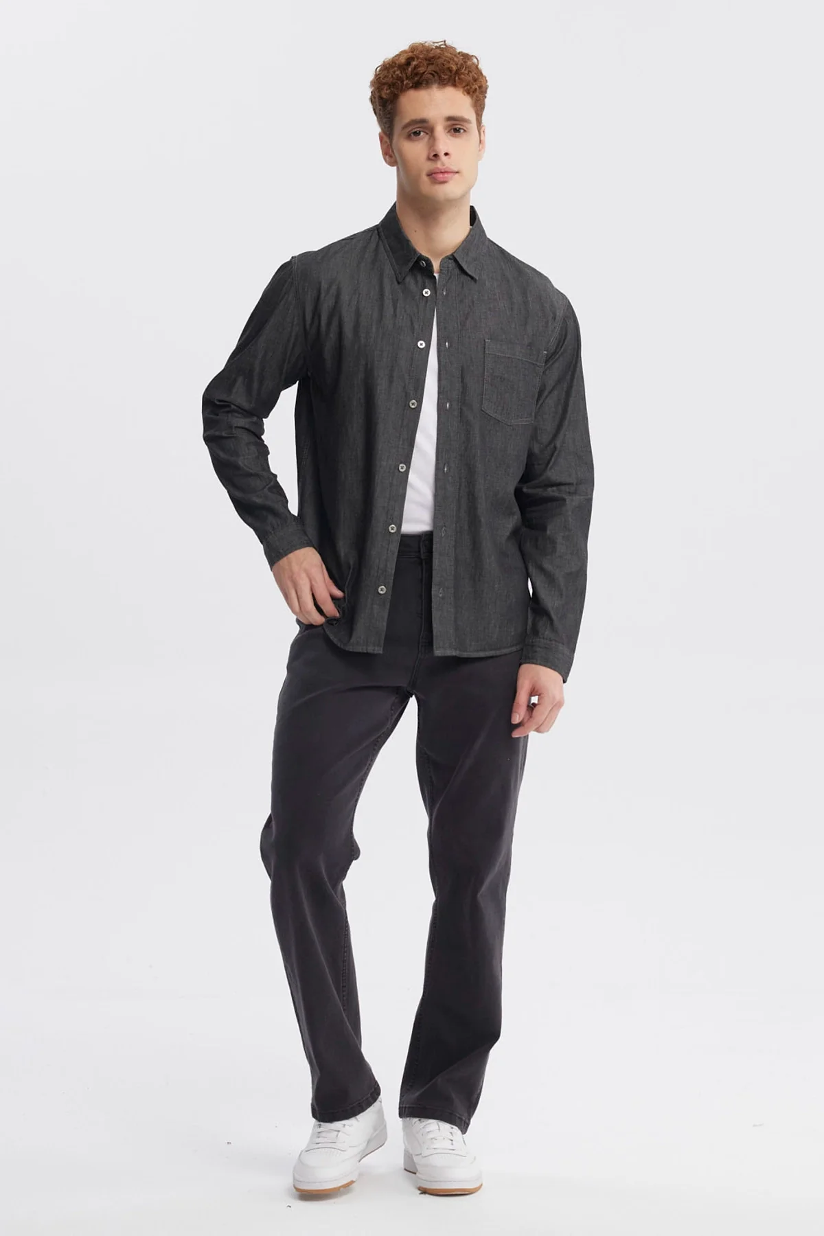 Camisa Hombre Cuello Camisero Negro - Image 4