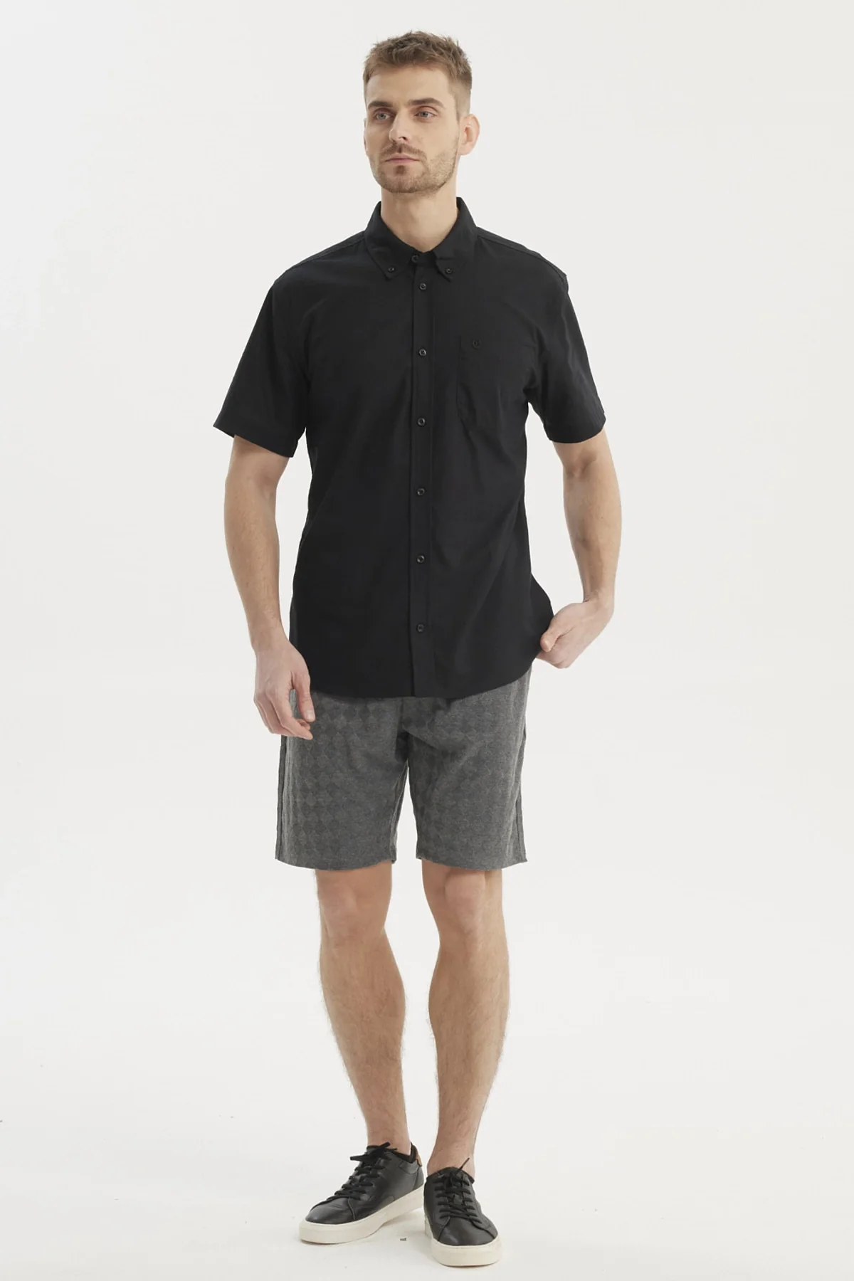 Camisa Hombre Cuello Camisero Negro - Image 4