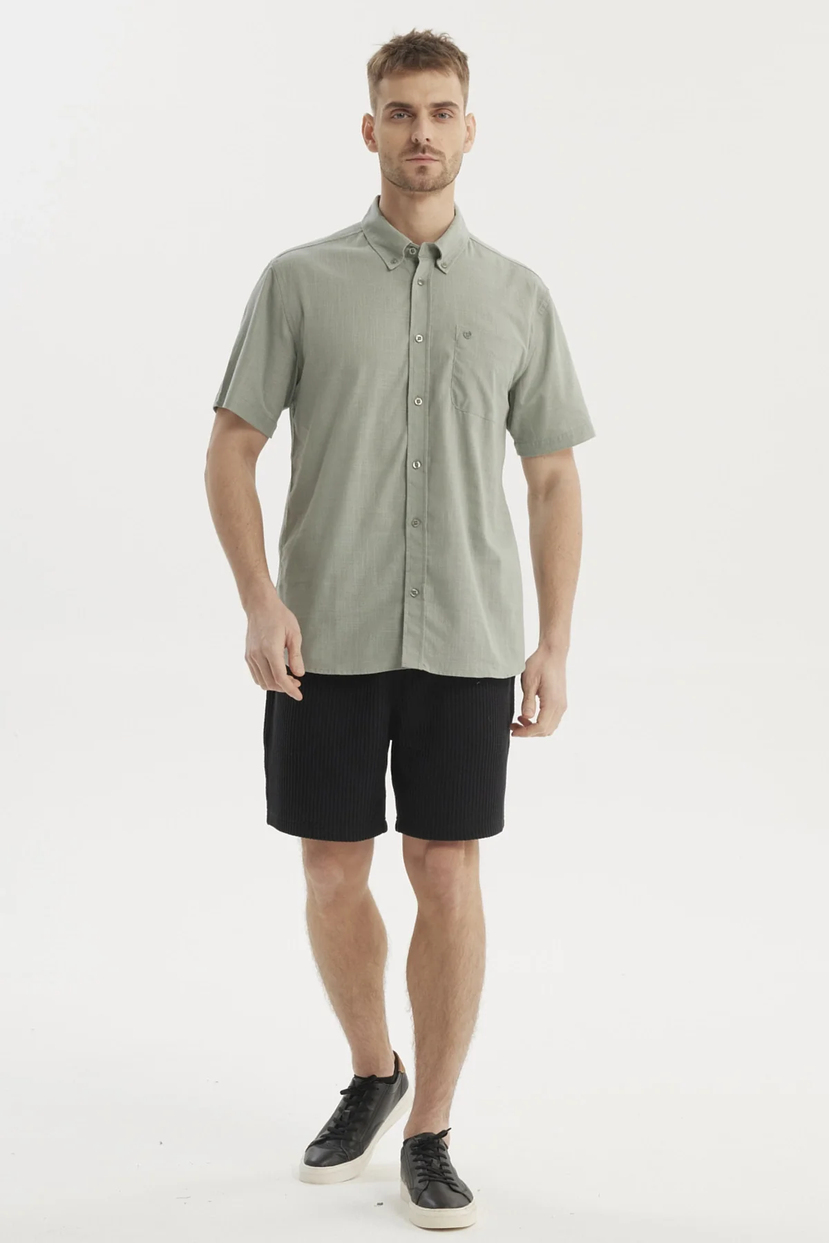 Camisa Hombre Cuello Camisero Verde Claro - Image 4