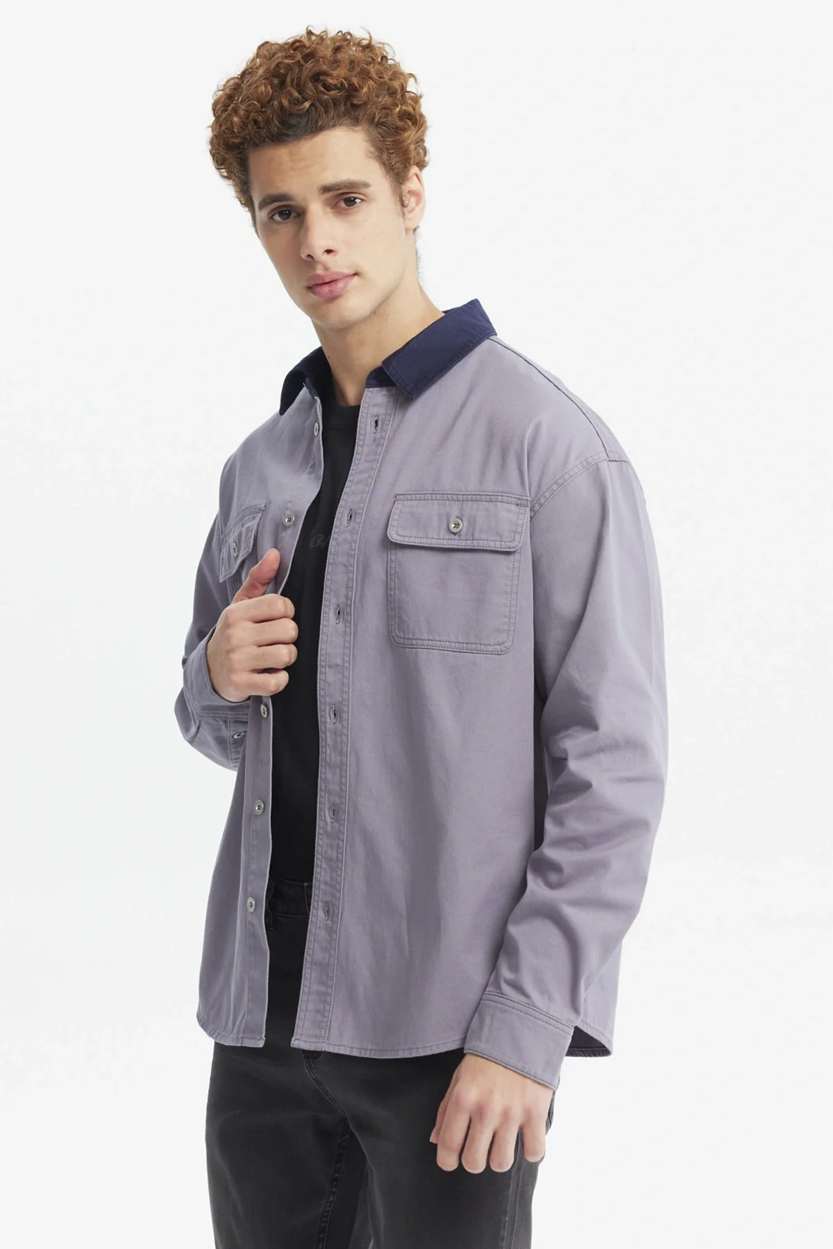 Camisa Hombre Cuello Contraste Azul - Image 2