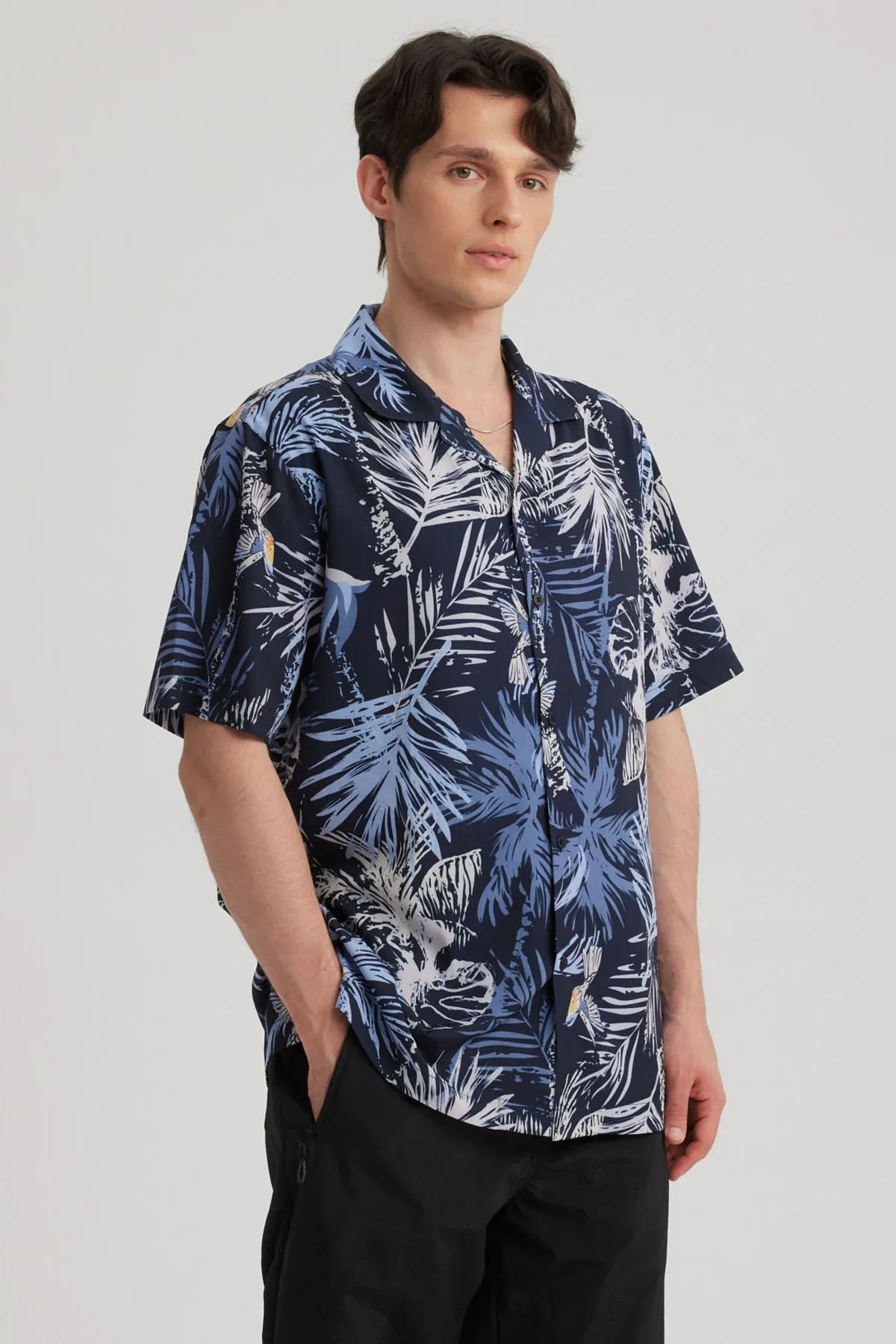 Camisa Hombre Cuello Cubano Rapport Azul - Image 2