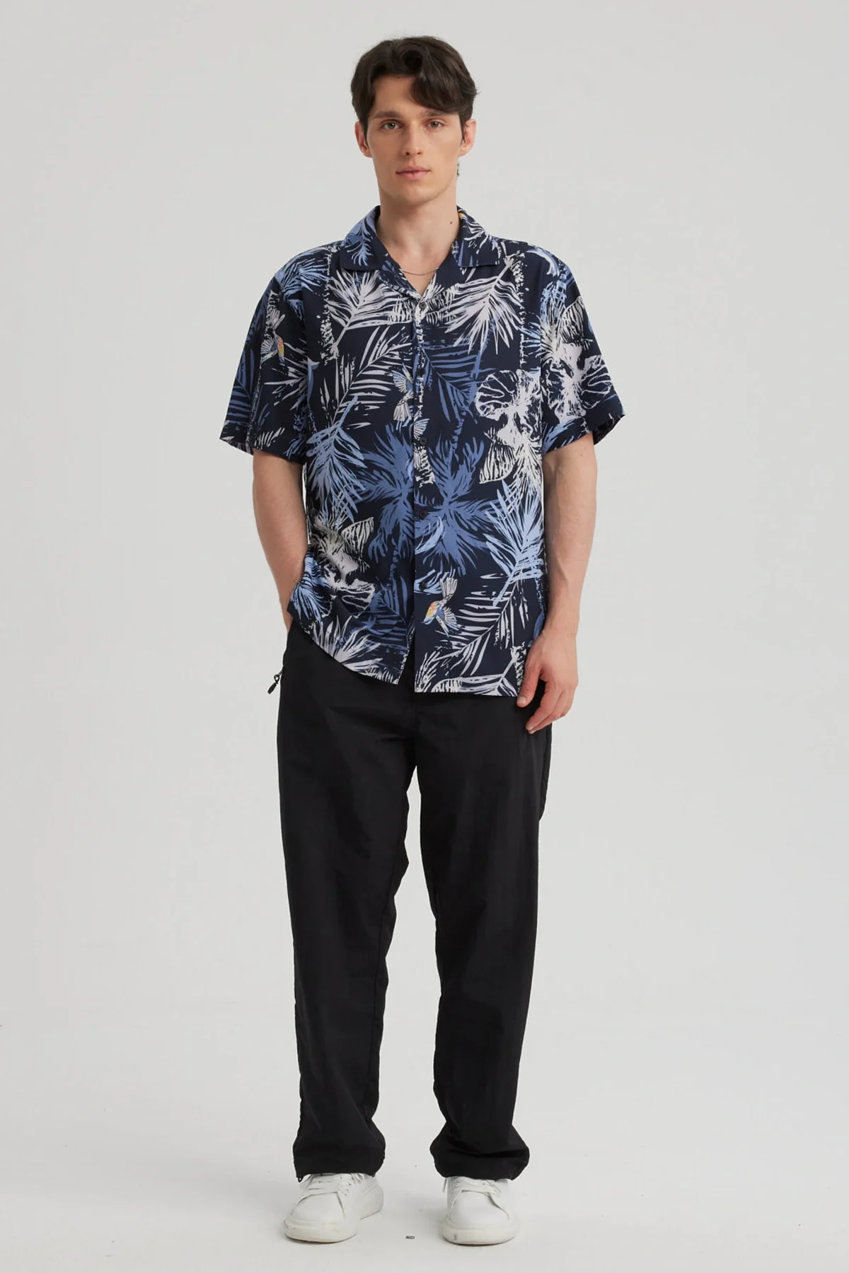 Camisa Hombre Cuello Cubano Rapport Azul - Image 4