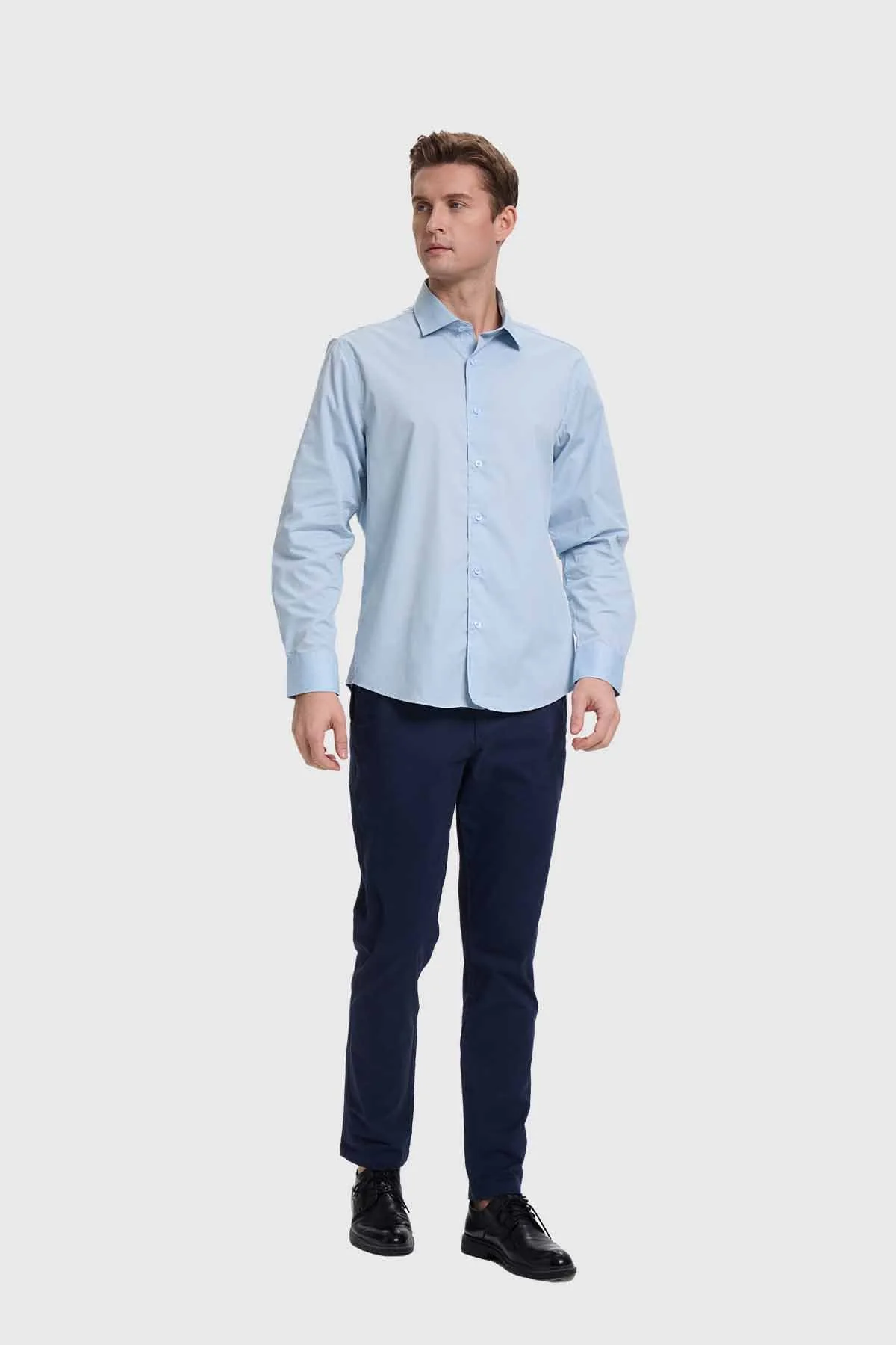 Camisa Hombre Cuello Italiano Celeste - Image 4
