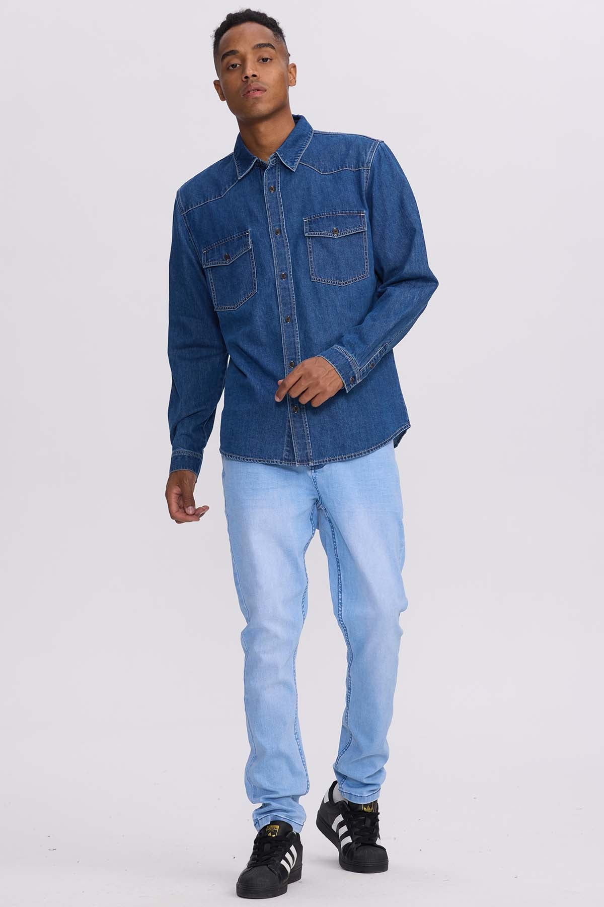 Camisa Hombre Denim Colores Azul - Image 4