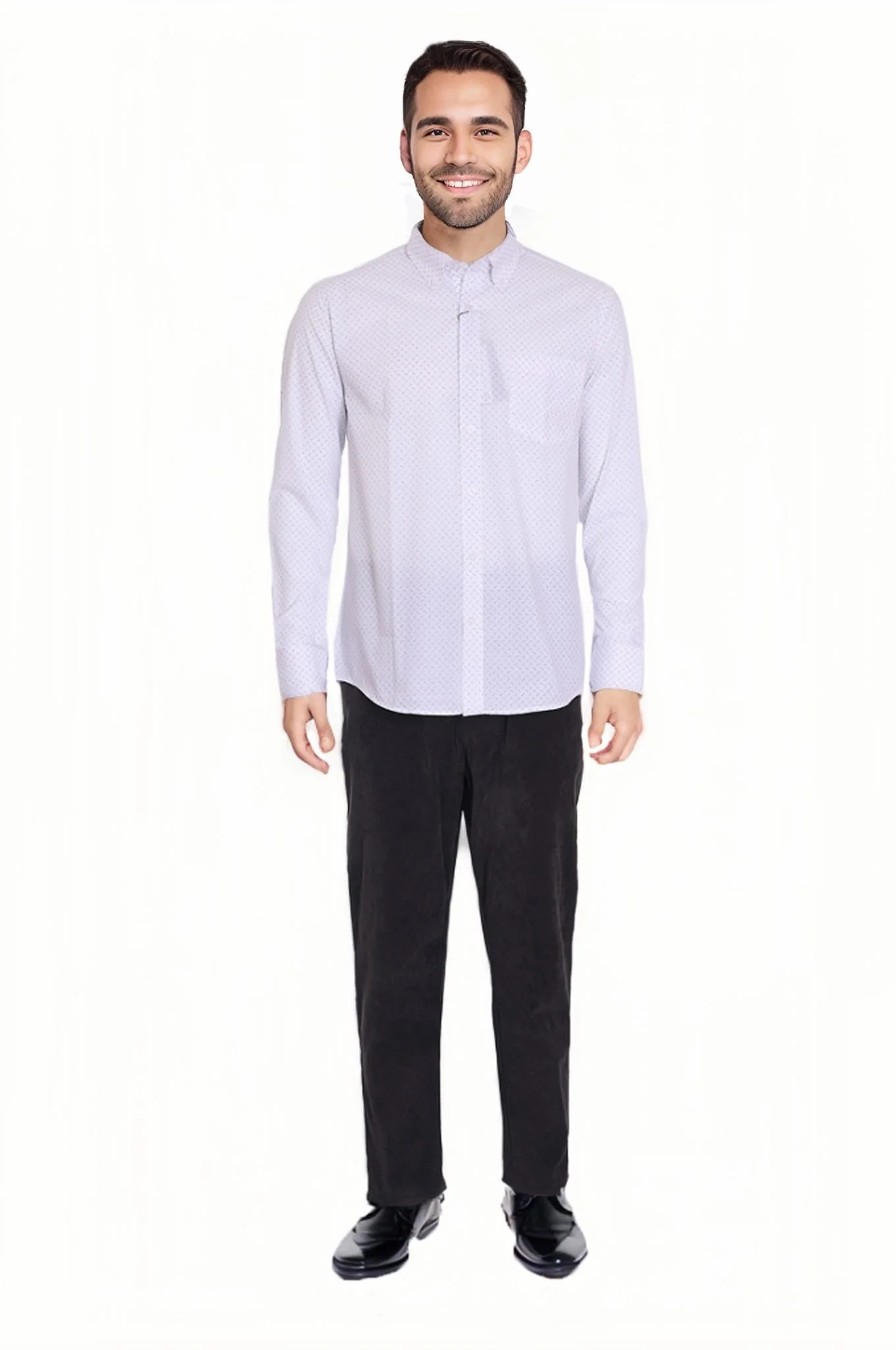 Camisa Hombre Fantasía Blanco/ Celeste - Image 3