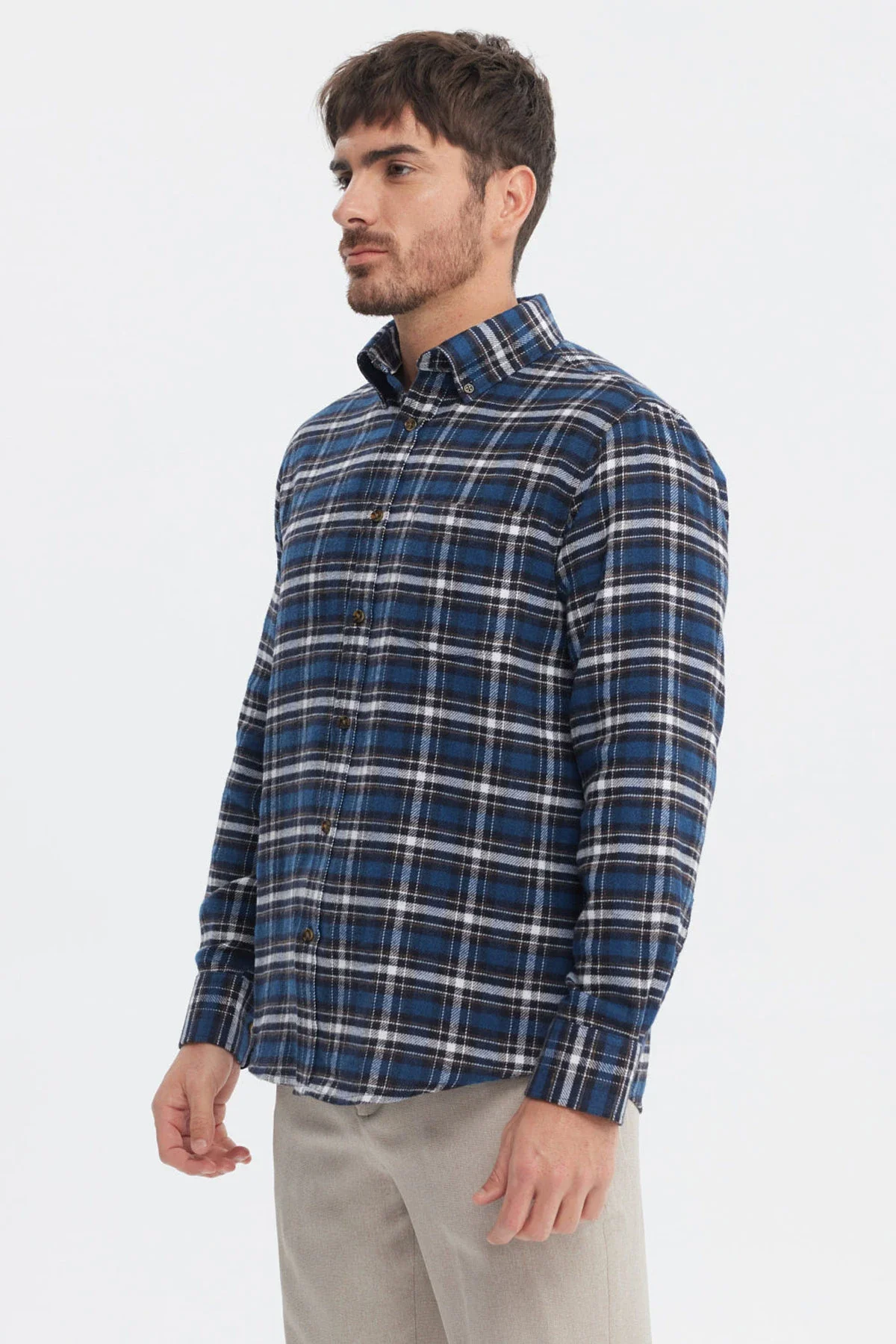 Camisa Hombre Franela Básica Azul - Image 2