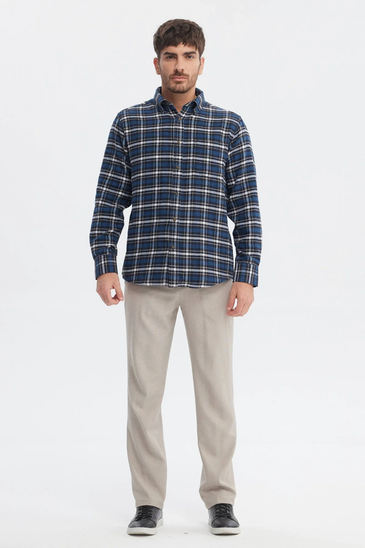 Camisa Hombre Franela Básica Azul - Image 4