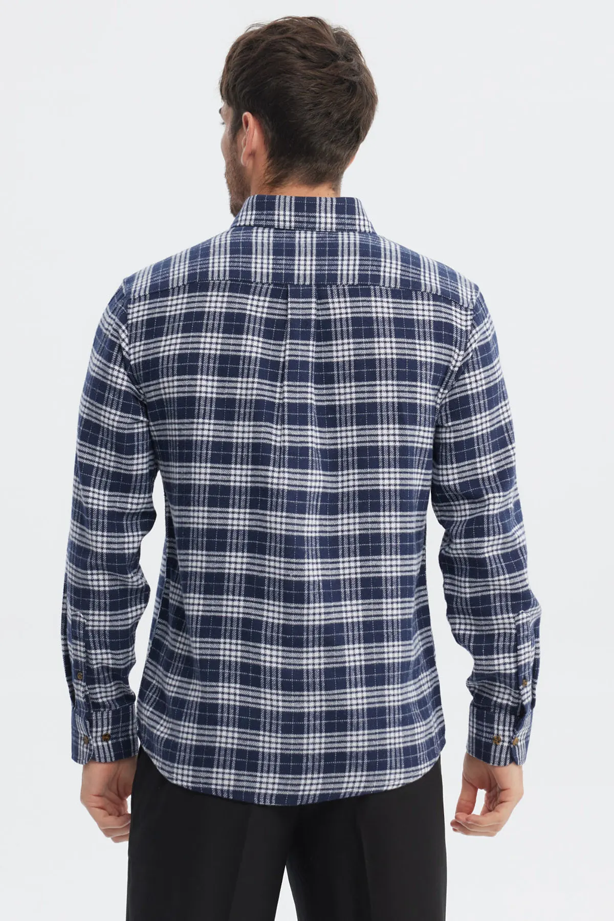 Camisa Hombre Franela Básica Azul Marino - Image 3