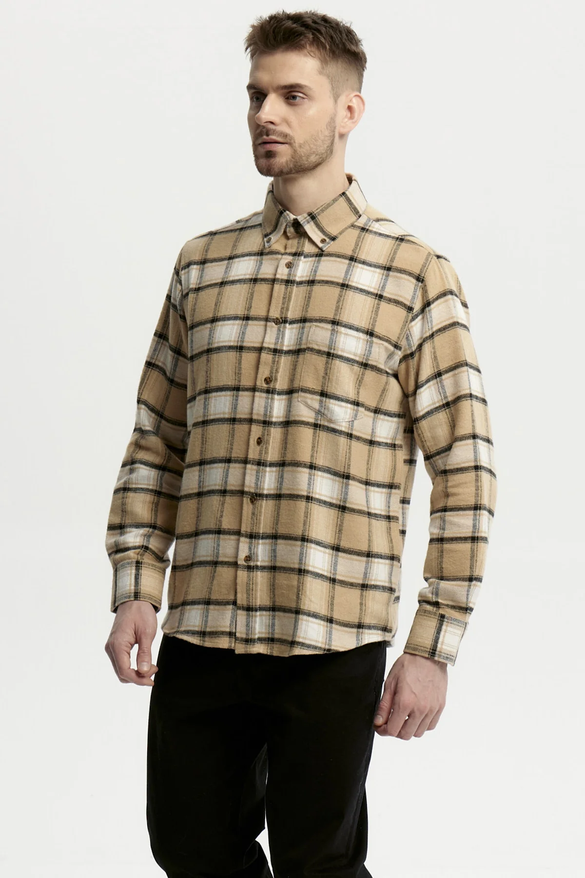 Camisa Hombre Franela Básica Camel - Image 2