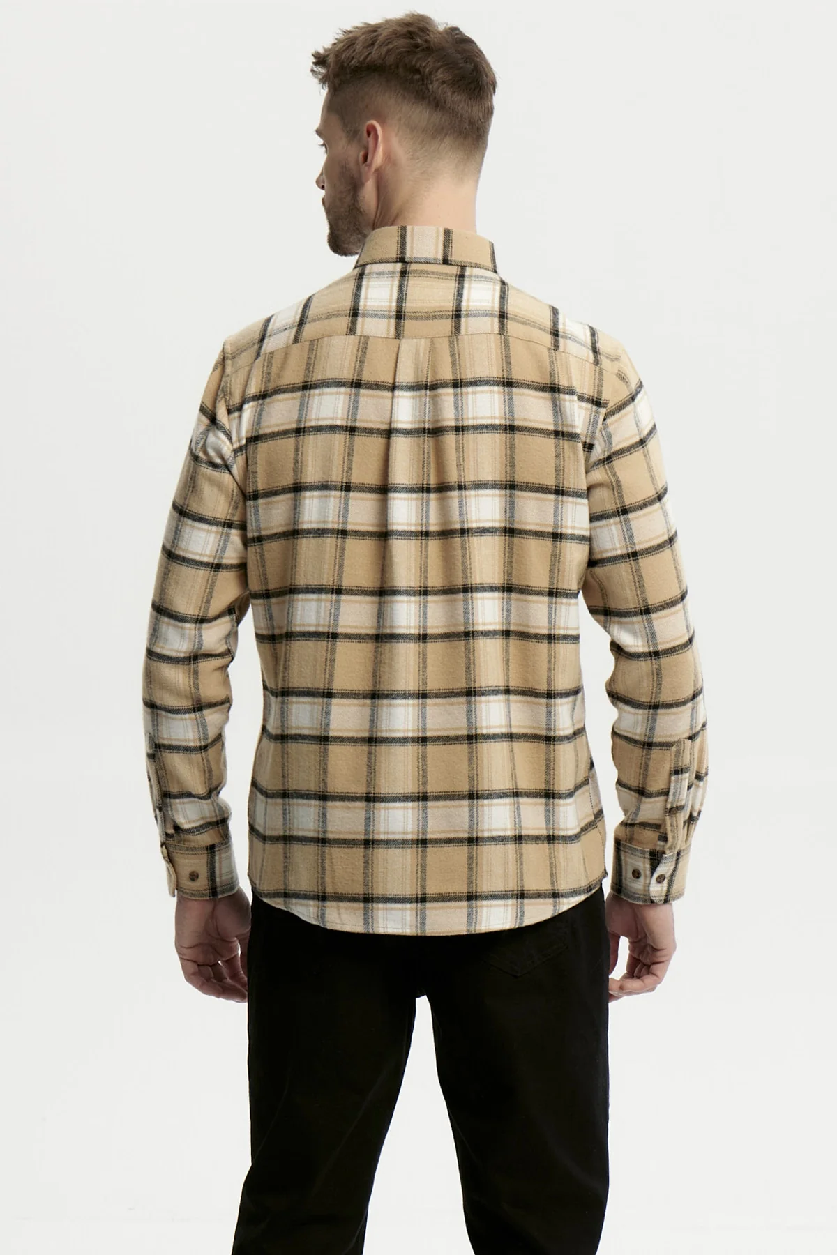 Camisa Hombre Franela Básica Camel - Image 3