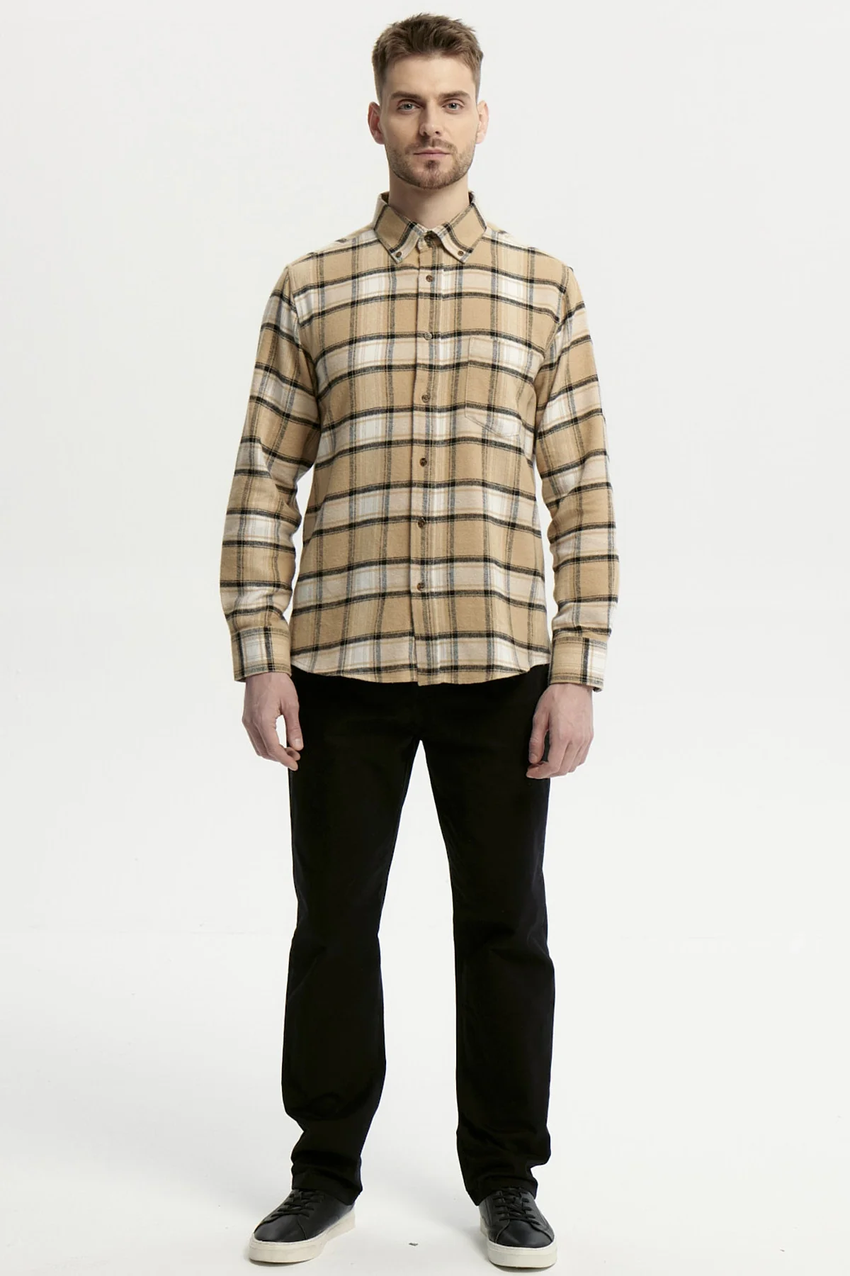 Camisa Hombre Franela Básica Camel - Image 4