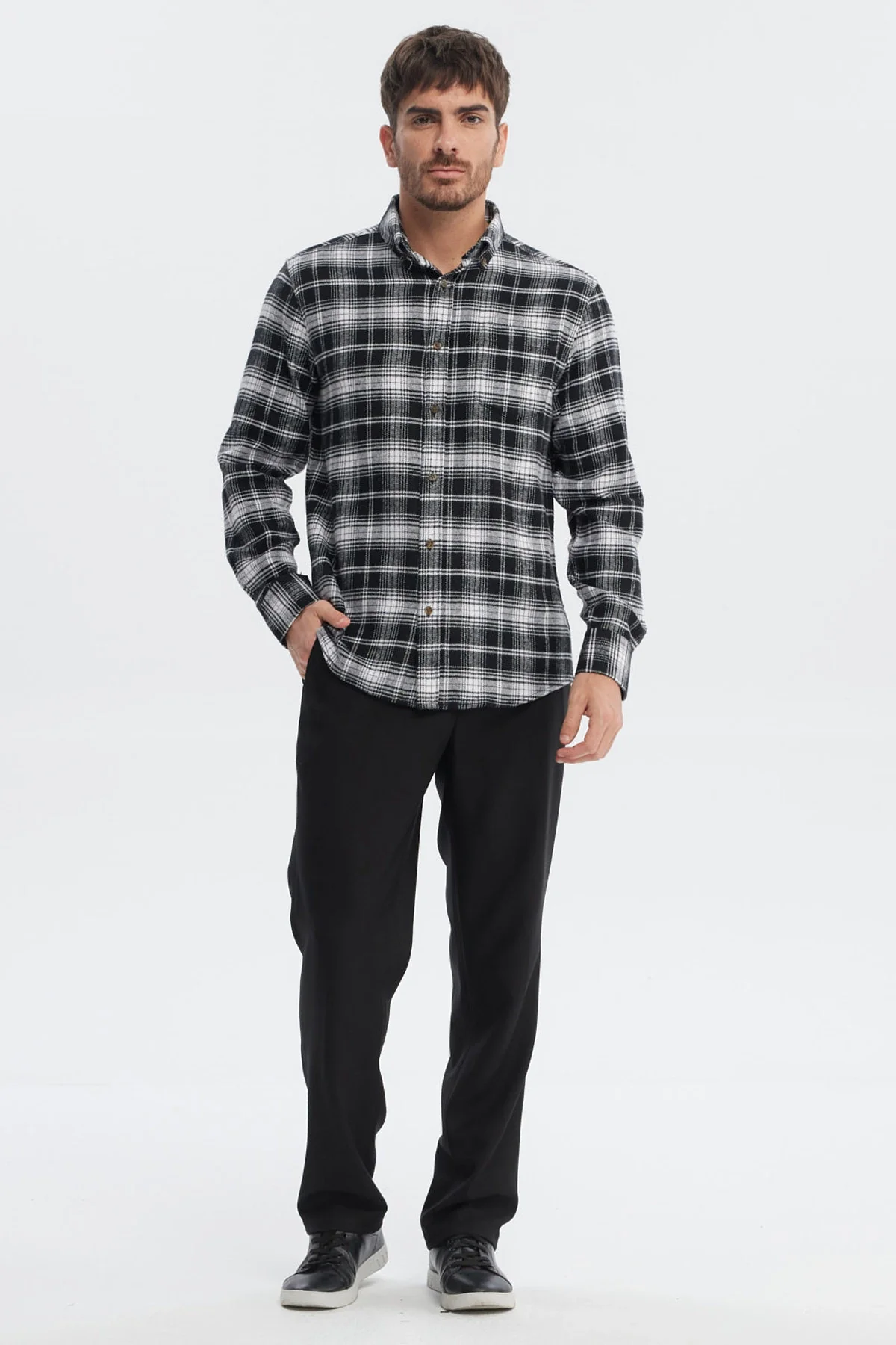 Camisa Hombre Franela Básica Negro - Image 4