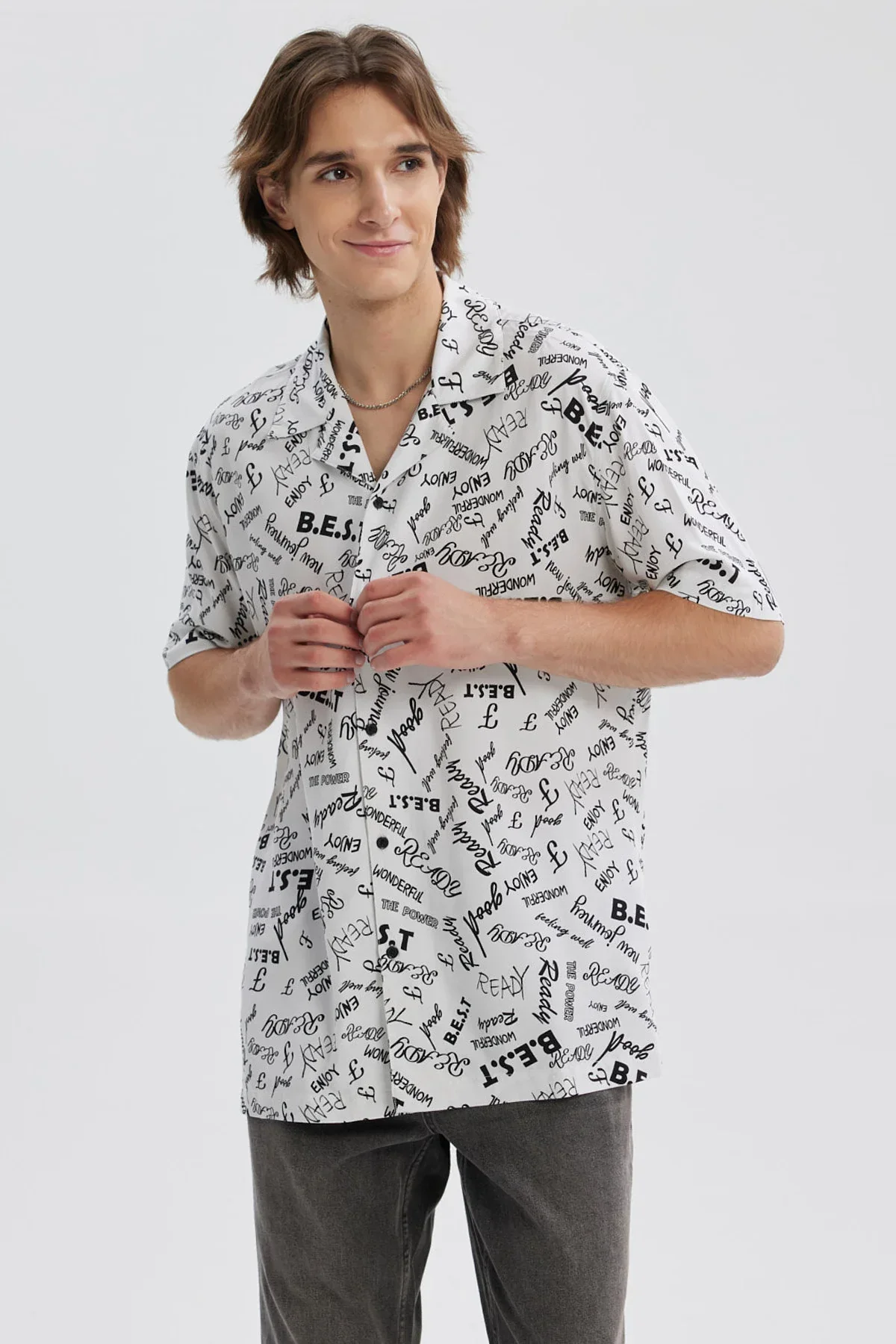 Camisa Hombre Full Print Blanco - Image 2