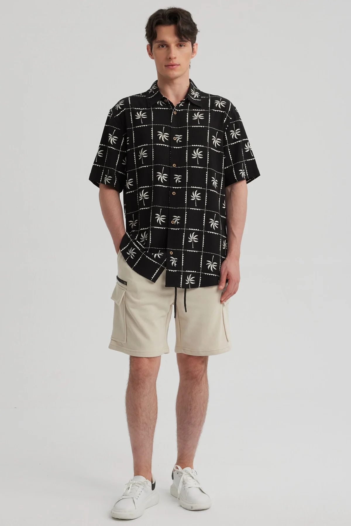 Camisa Hombre Full Print Negro - Image 4