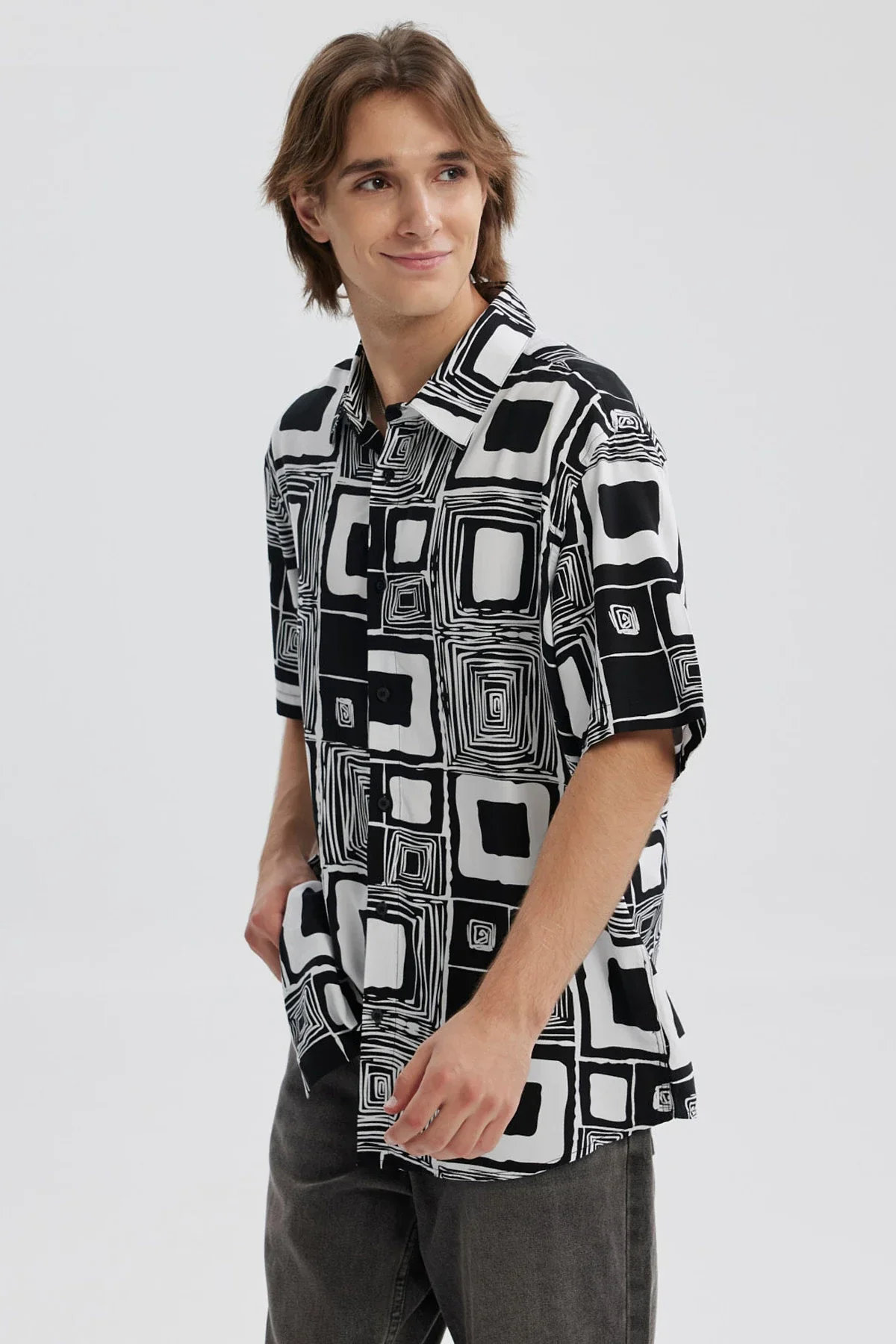 Camisa Hombre Full Print Negro - Image 2