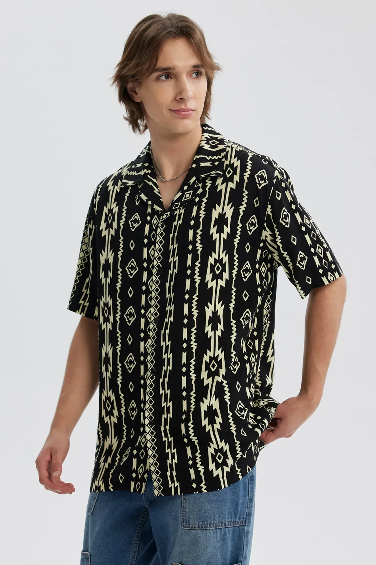 Camisa Hombre Full Print Negro - Image 2