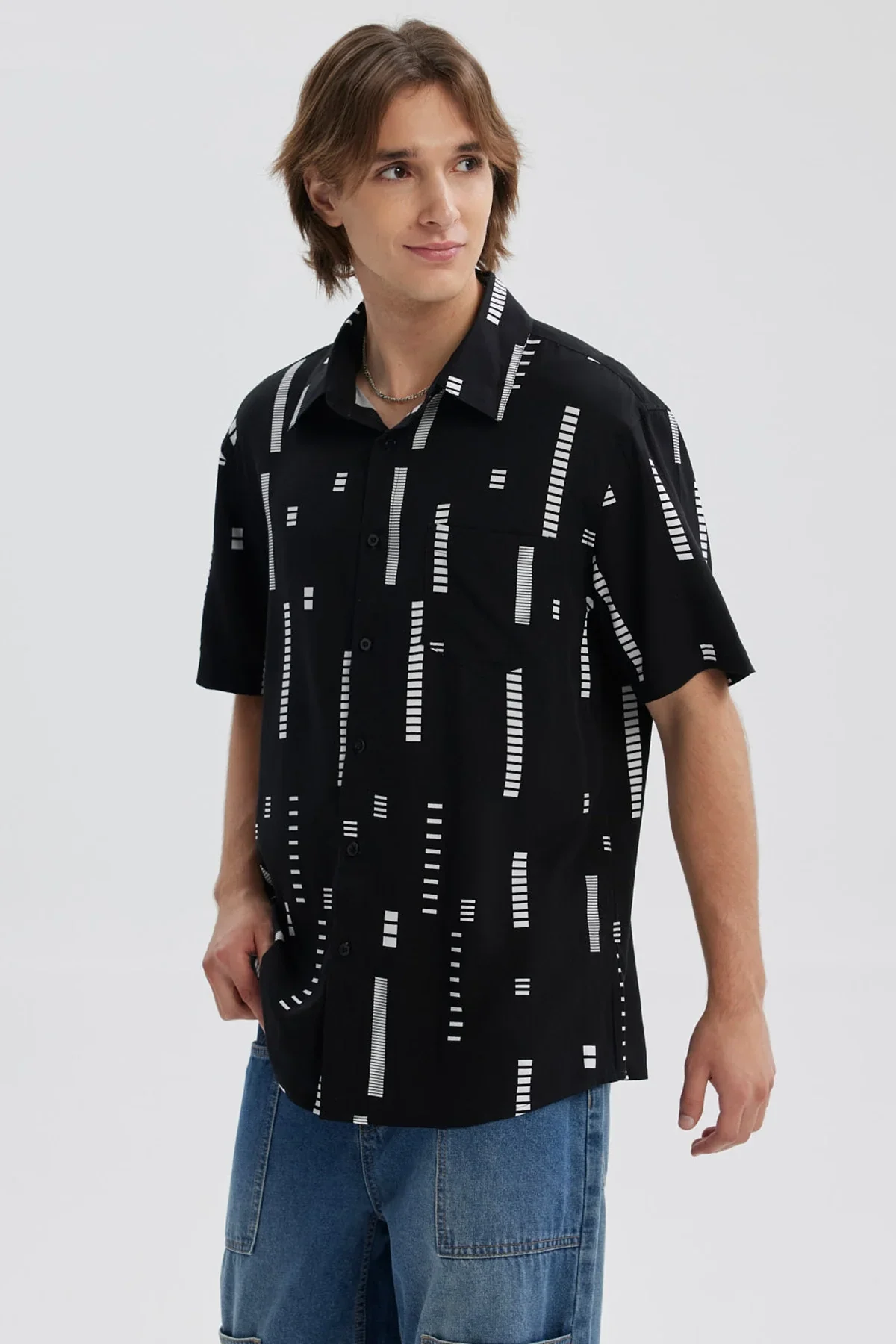 Camisa Hombre Full Print Negro - Image 2