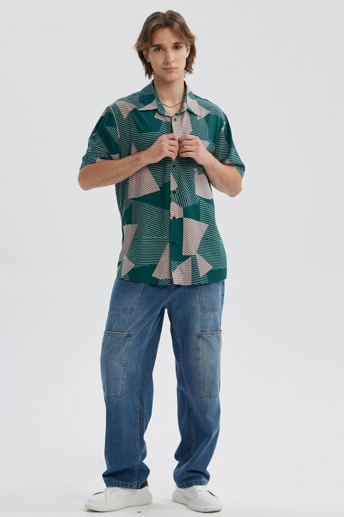 Camisa Hombre Full Print Verde - Image 4