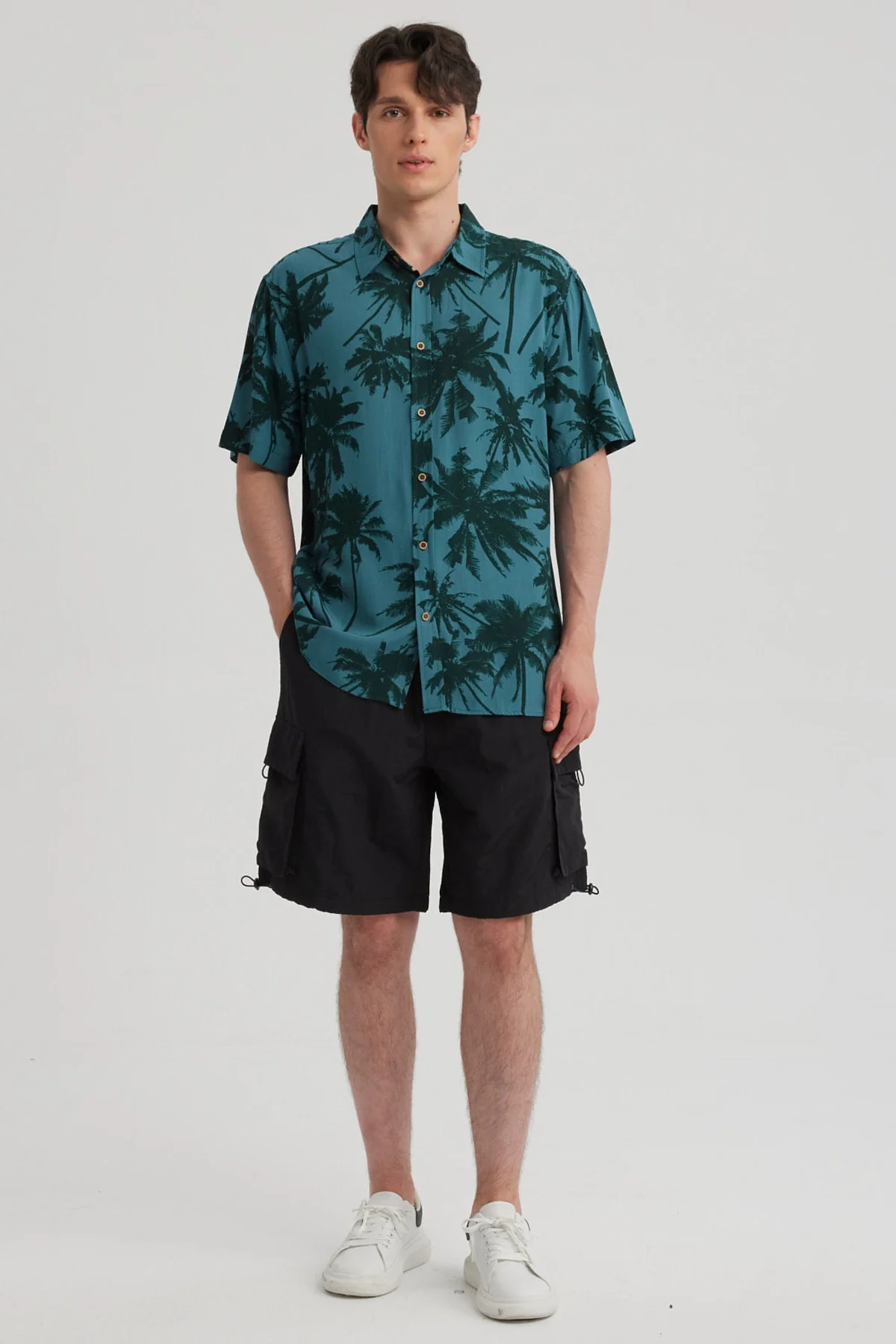 Camisa Hombre Full Print Verde Oscuro - Image 4