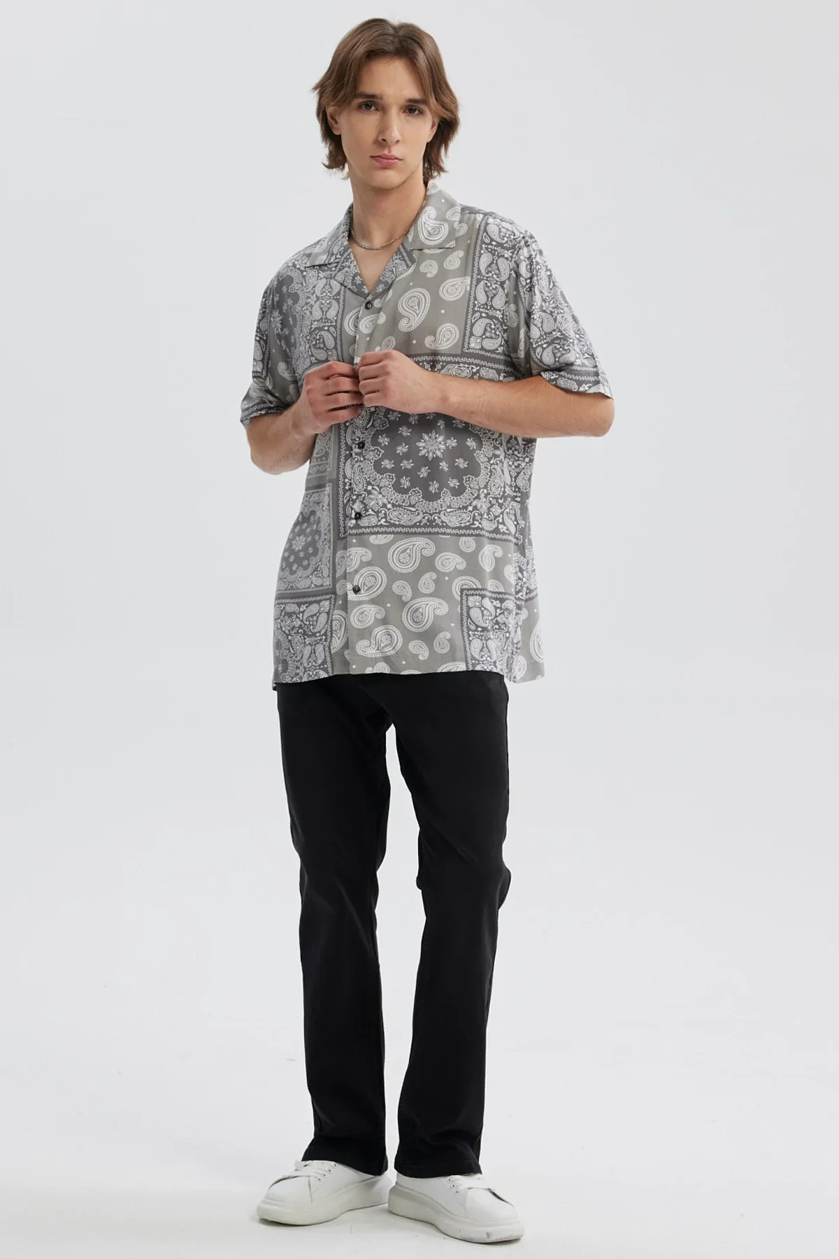 Camisa Hombre Full Rapport Banda Gris - Image 4