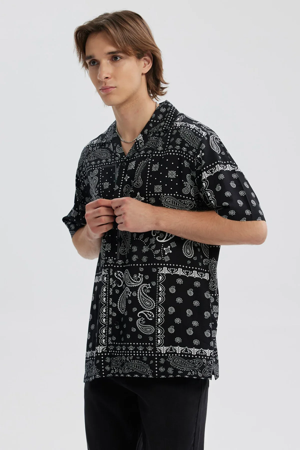 Camisa Hombre Full Rapport Banda Negro - Image 2