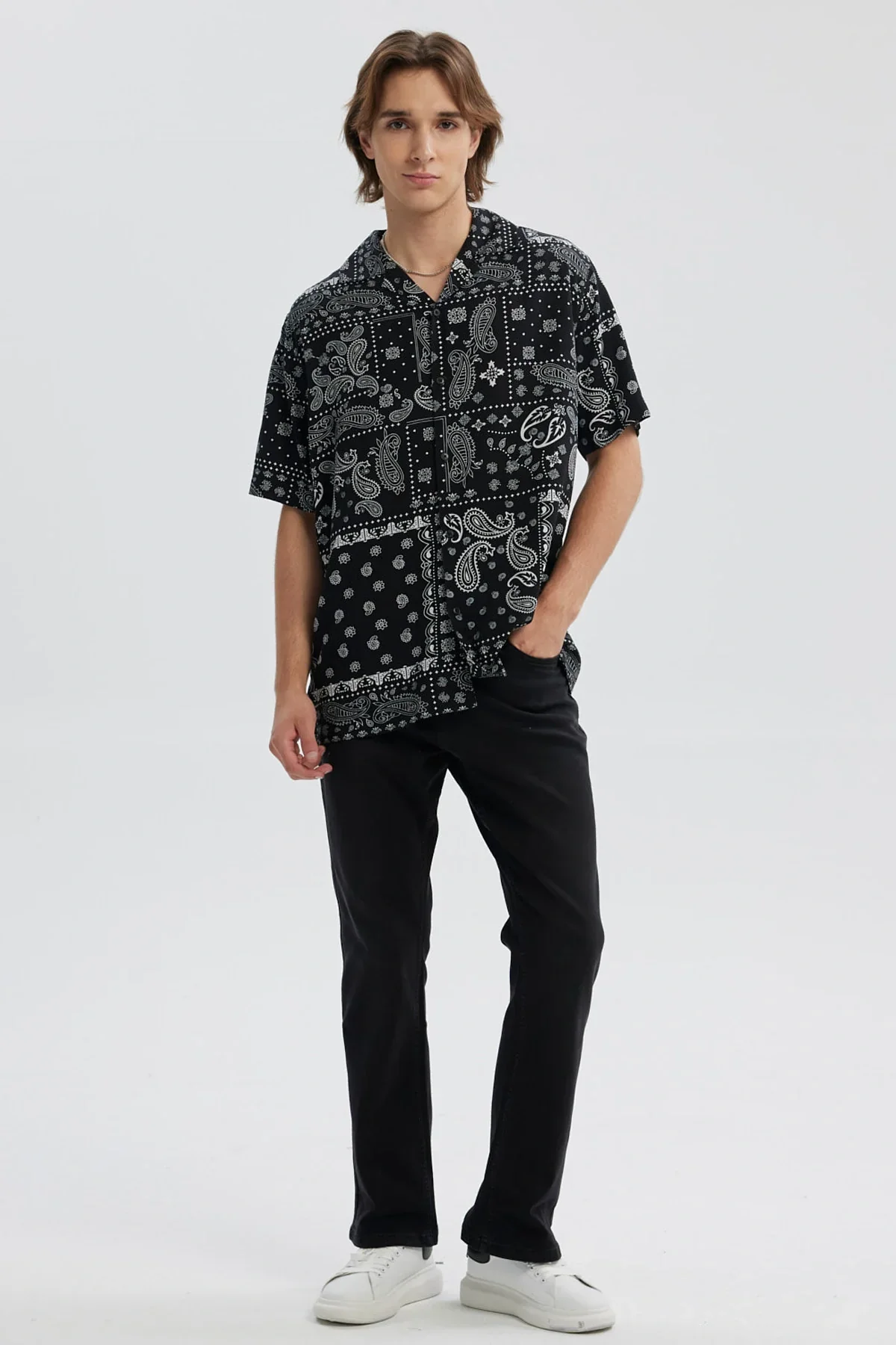 Camisa Hombre Full Rapport Banda Negro - Image 4