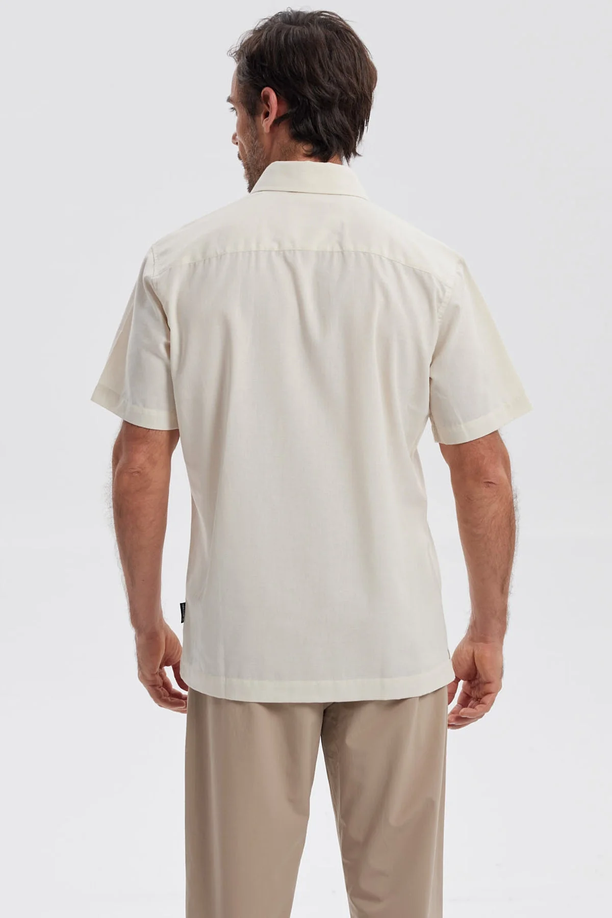 Camisa Hombre Lisa Beige - Image 3