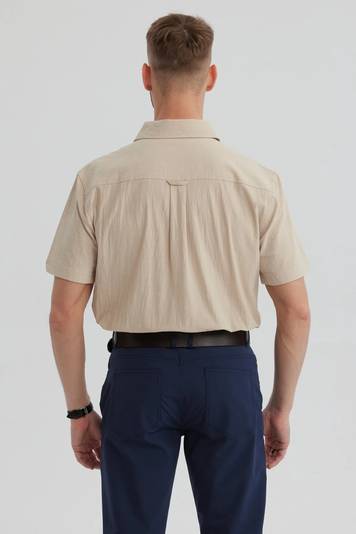 Camisa Hombre Lisa Beige - Image 3