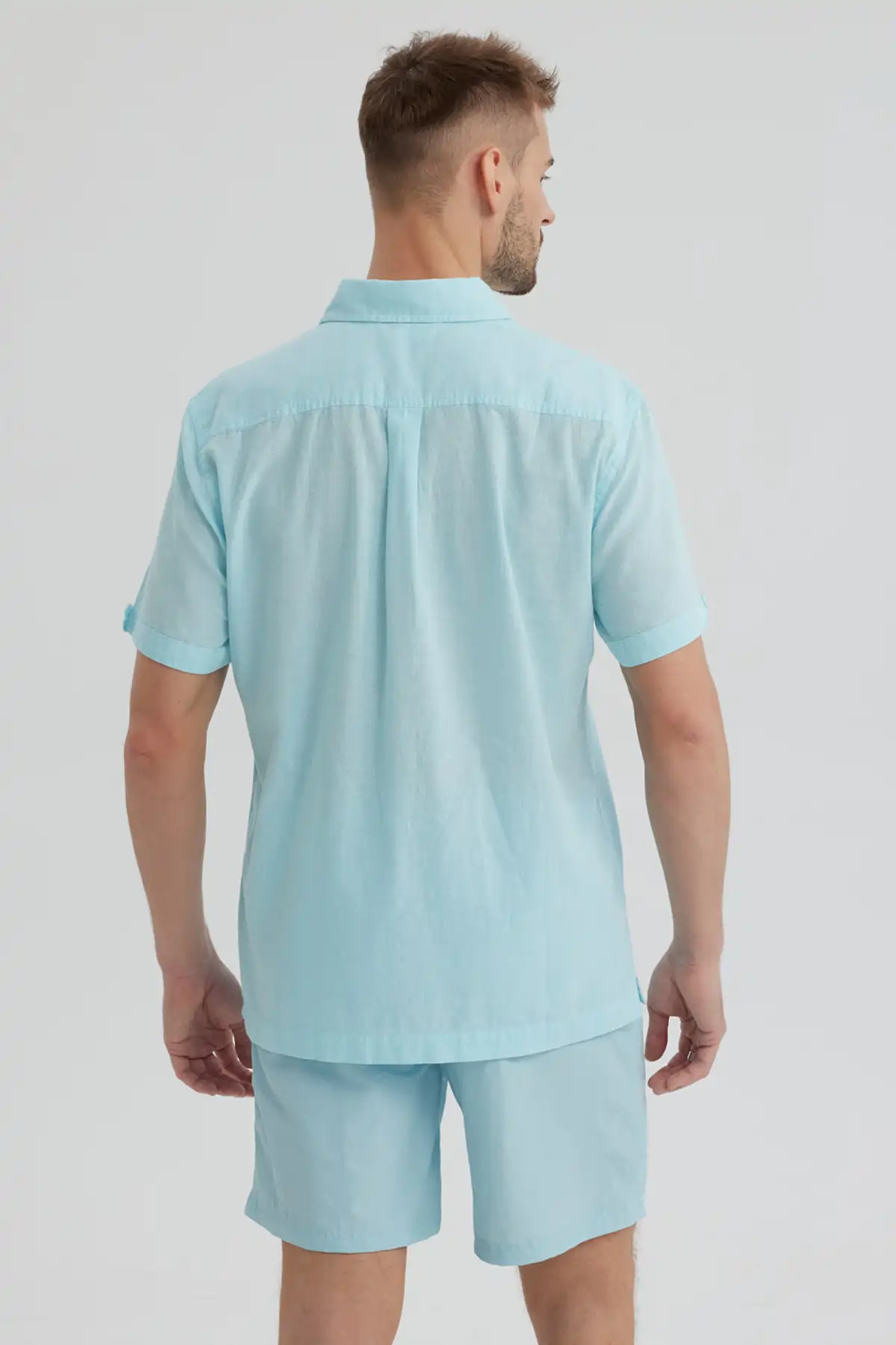 Camisa Hombre Lisa Celeste - Image 3