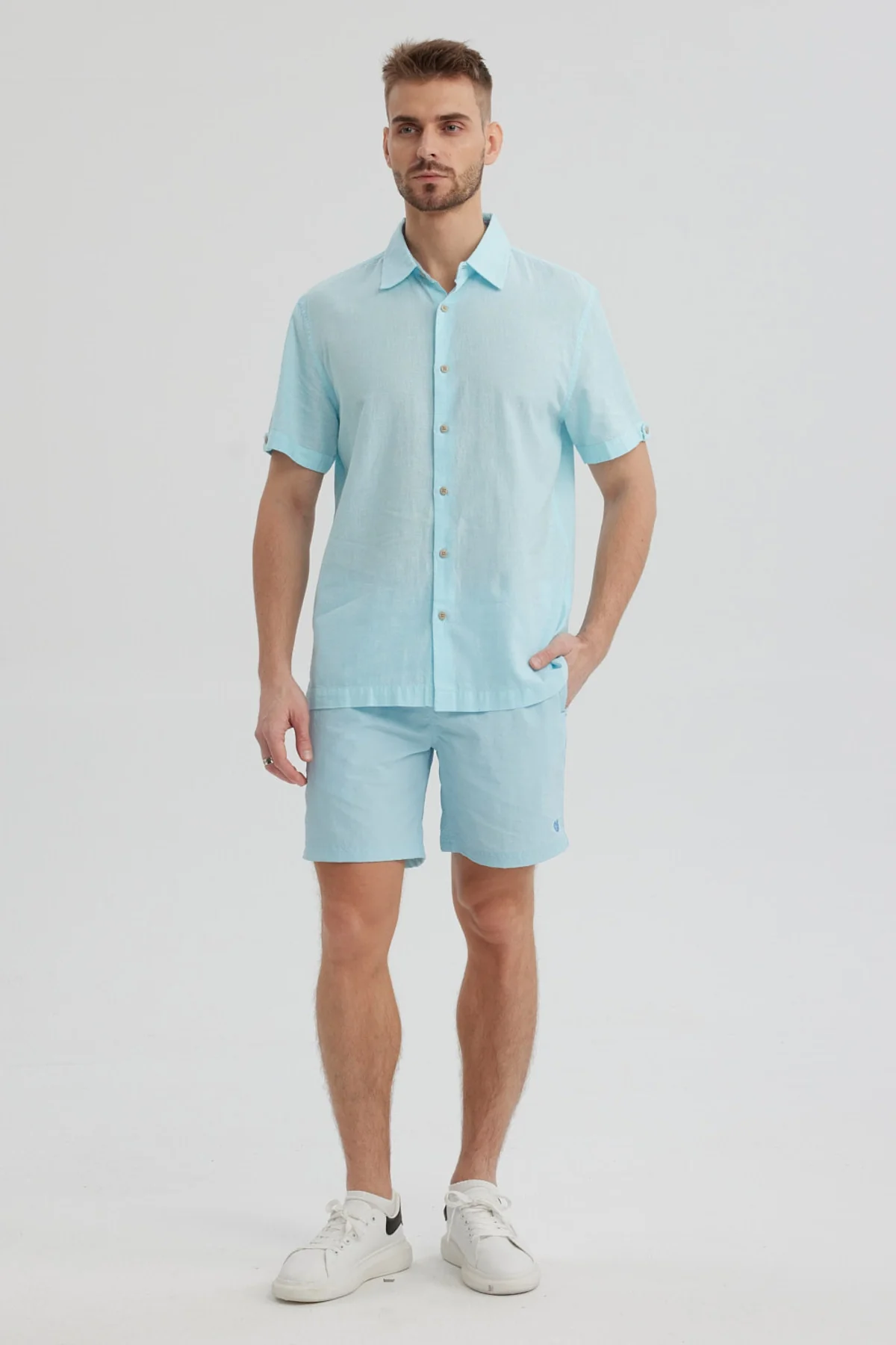 Camisa Hombre Lisa Celeste - Image 4