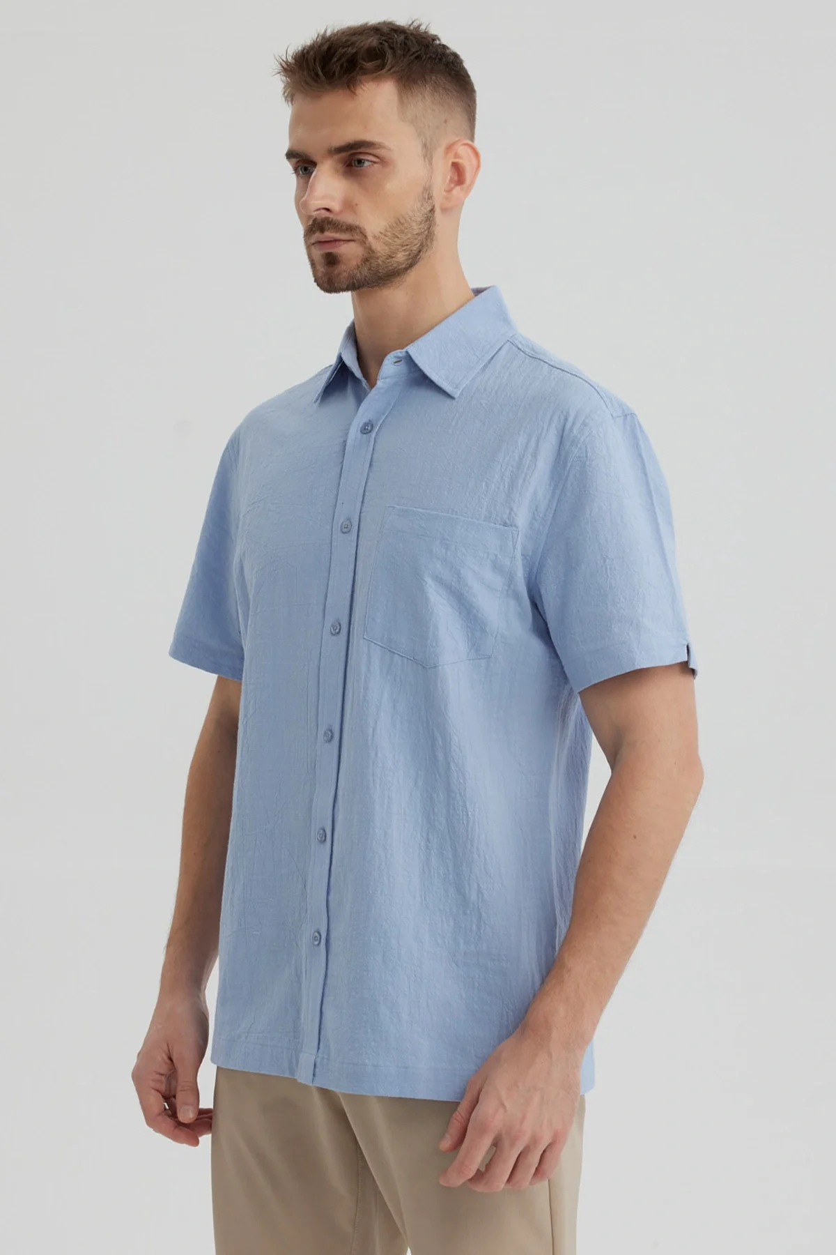 Camisa Hombre Lisa Celeste - Image 2
