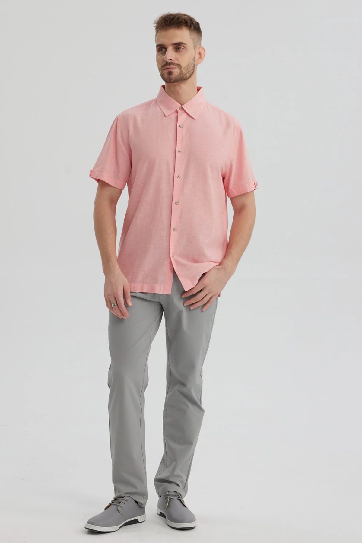 Camisa Hombre Lisa Rosado - Image 4