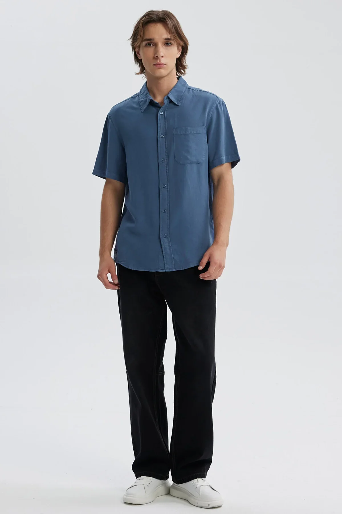 Camisa Hombre Lyocell Azul - Image 4