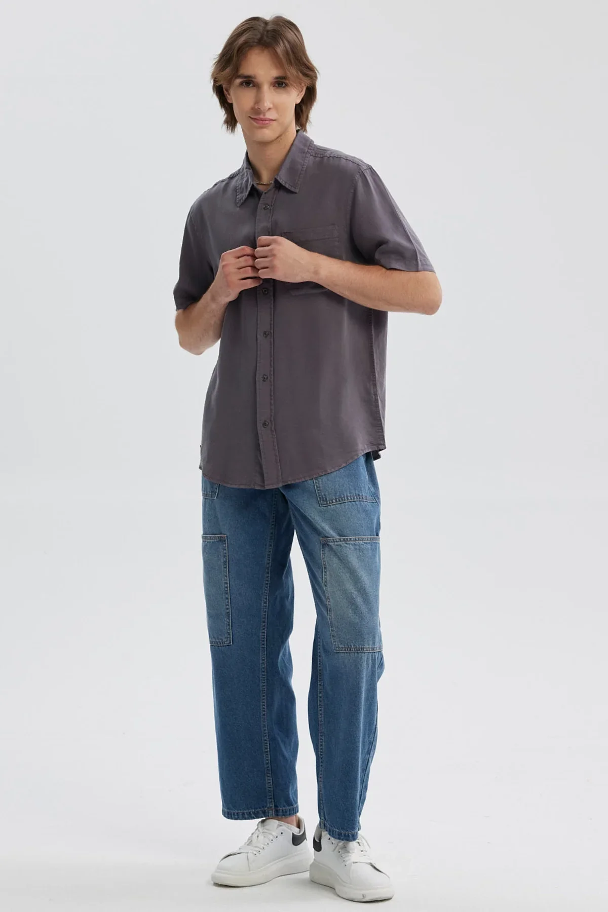 Camisa Hombre Lyocell Gris Oscuro - Image 4