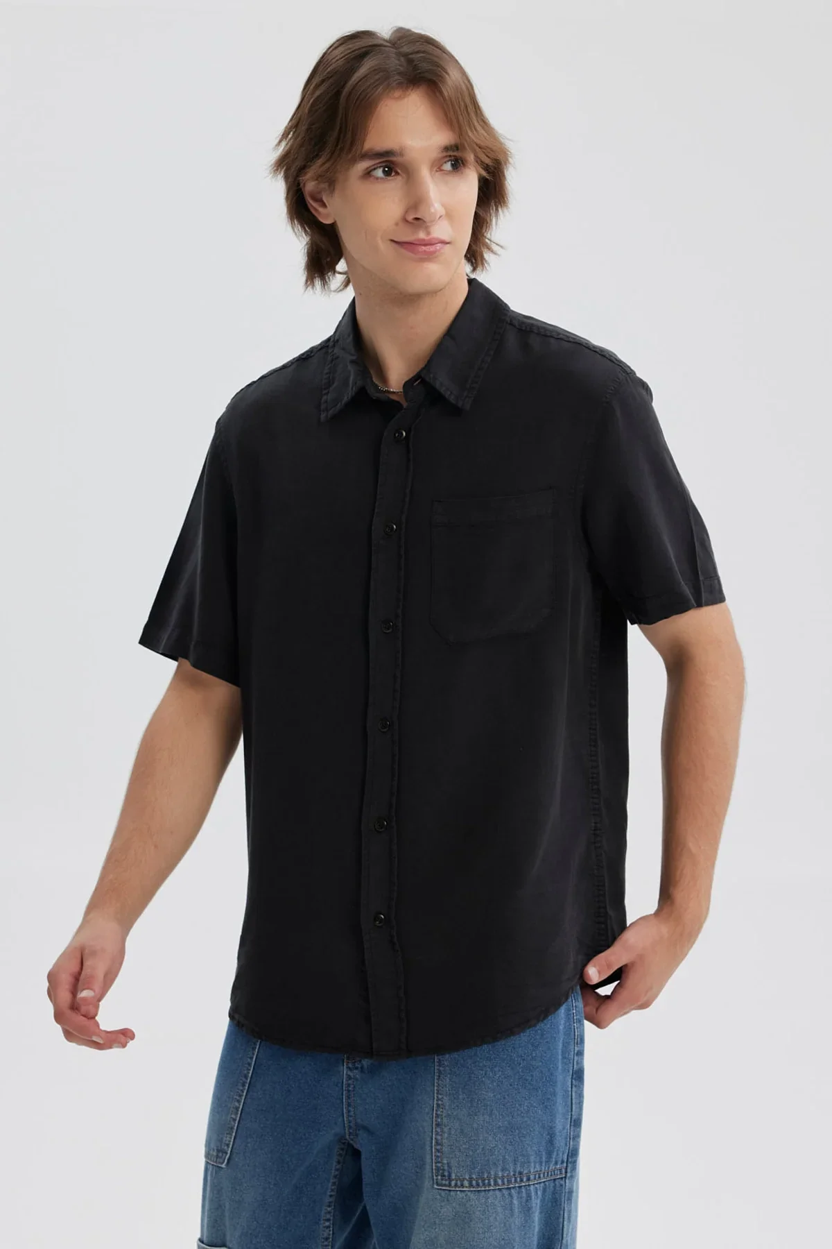 Camisa Hombre Lyocell Negro - Image 2