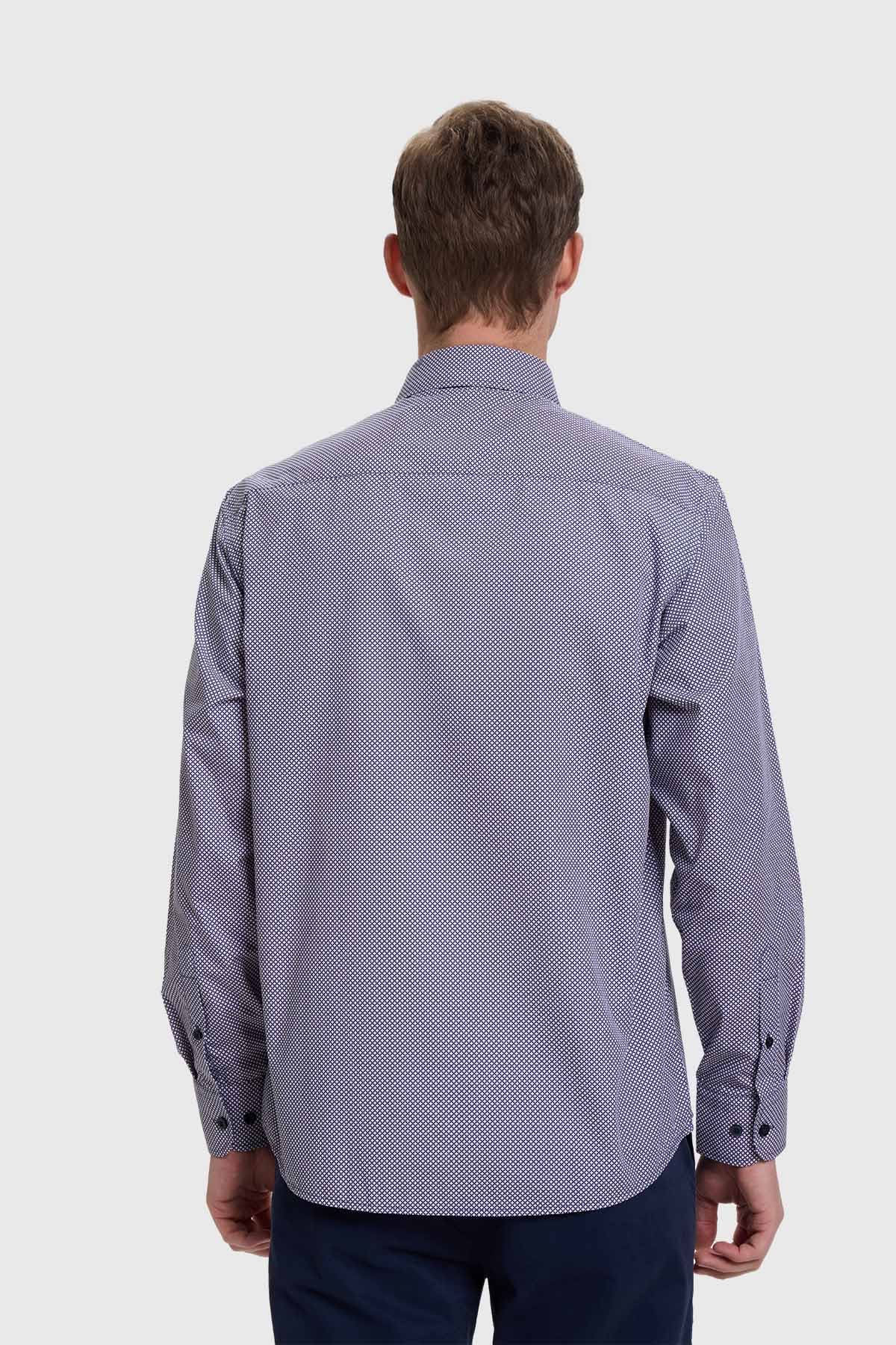 Camisa Hombre Mini Print Azul - Image 3