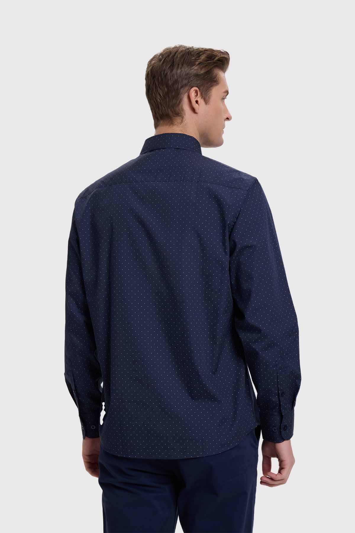 Camisa Hombre Mini Print Azul - Image 3
