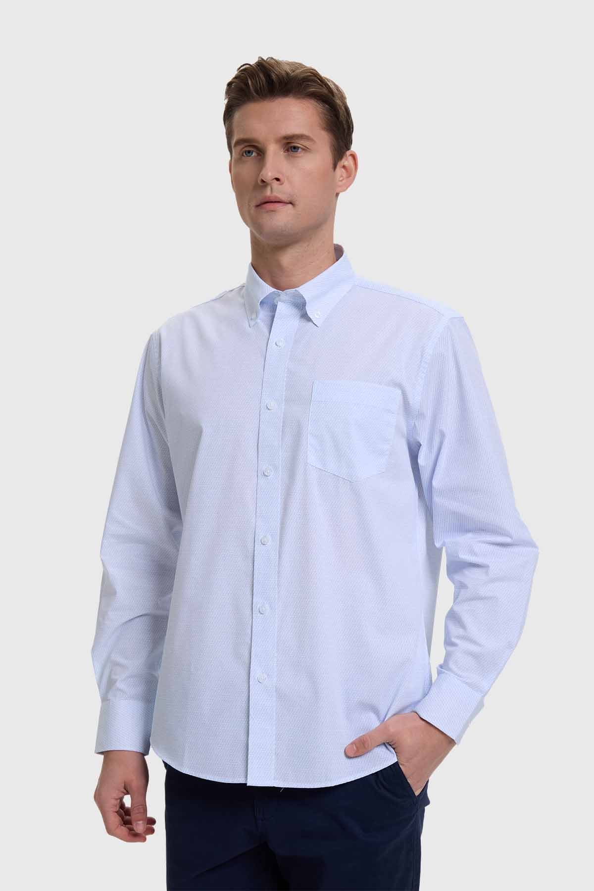 Camisa Hombre Mini Print Blanco - Image 2