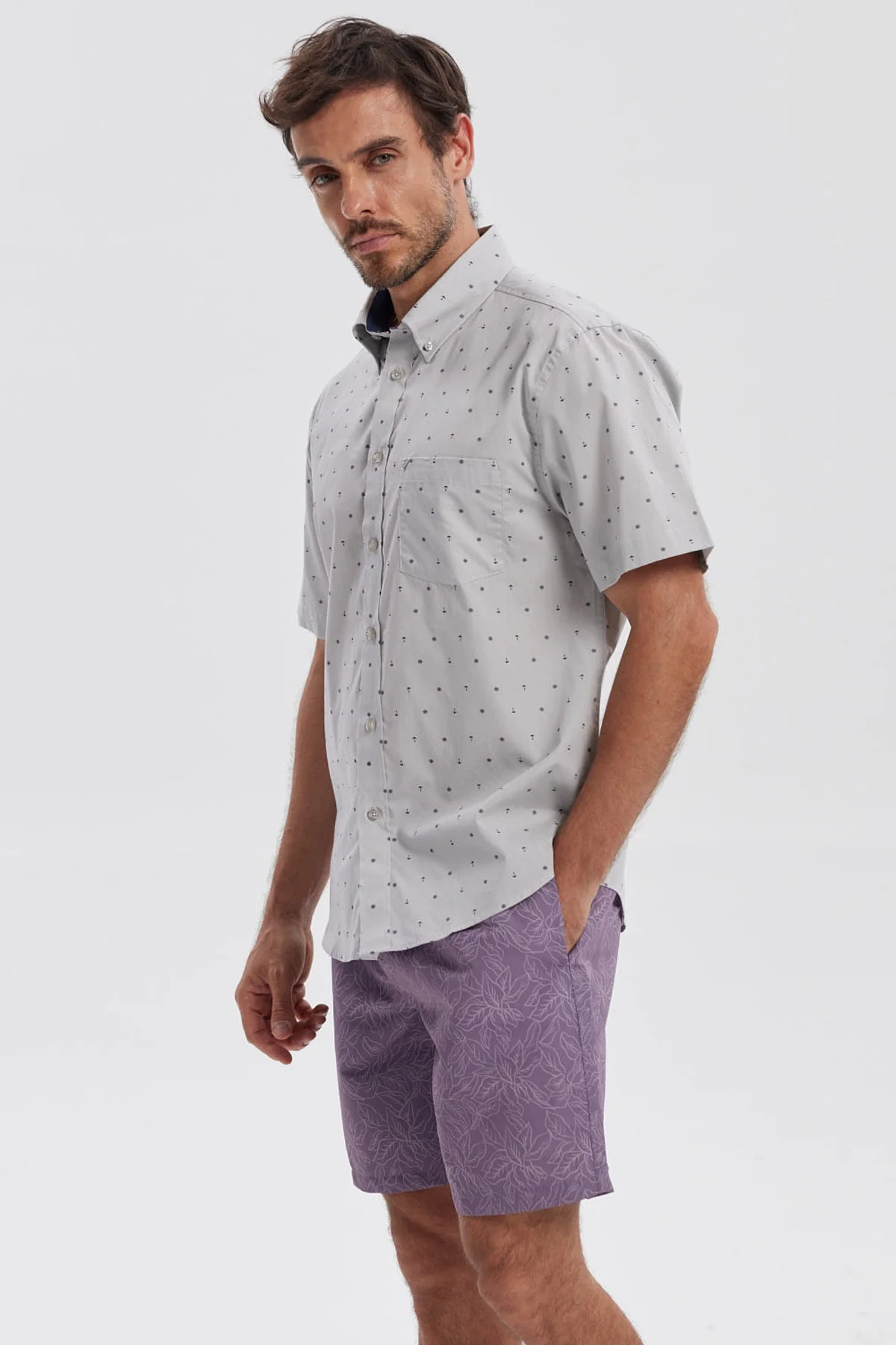 Camisa Hombre Mini Print Gris - Image 2
