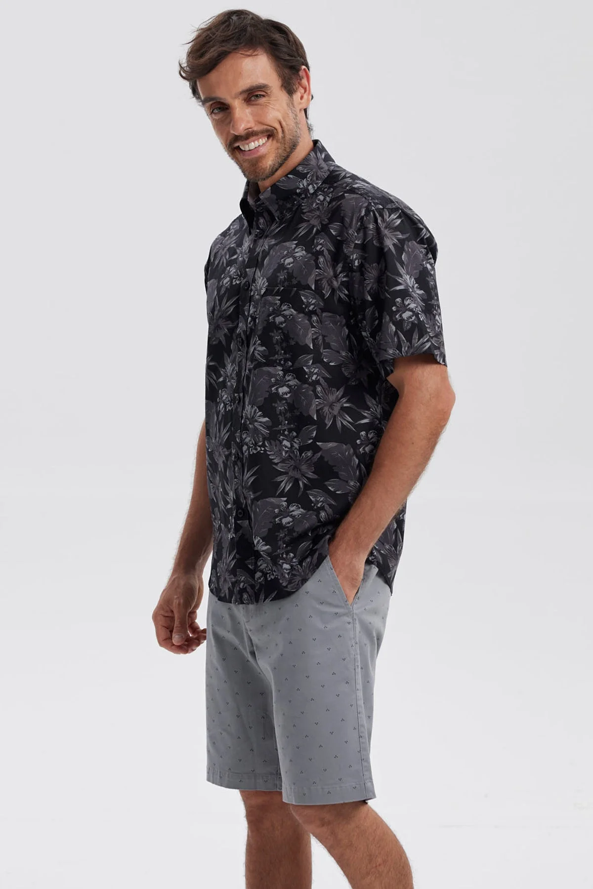 Camisa Hombre Mini Print Negro - Image 2