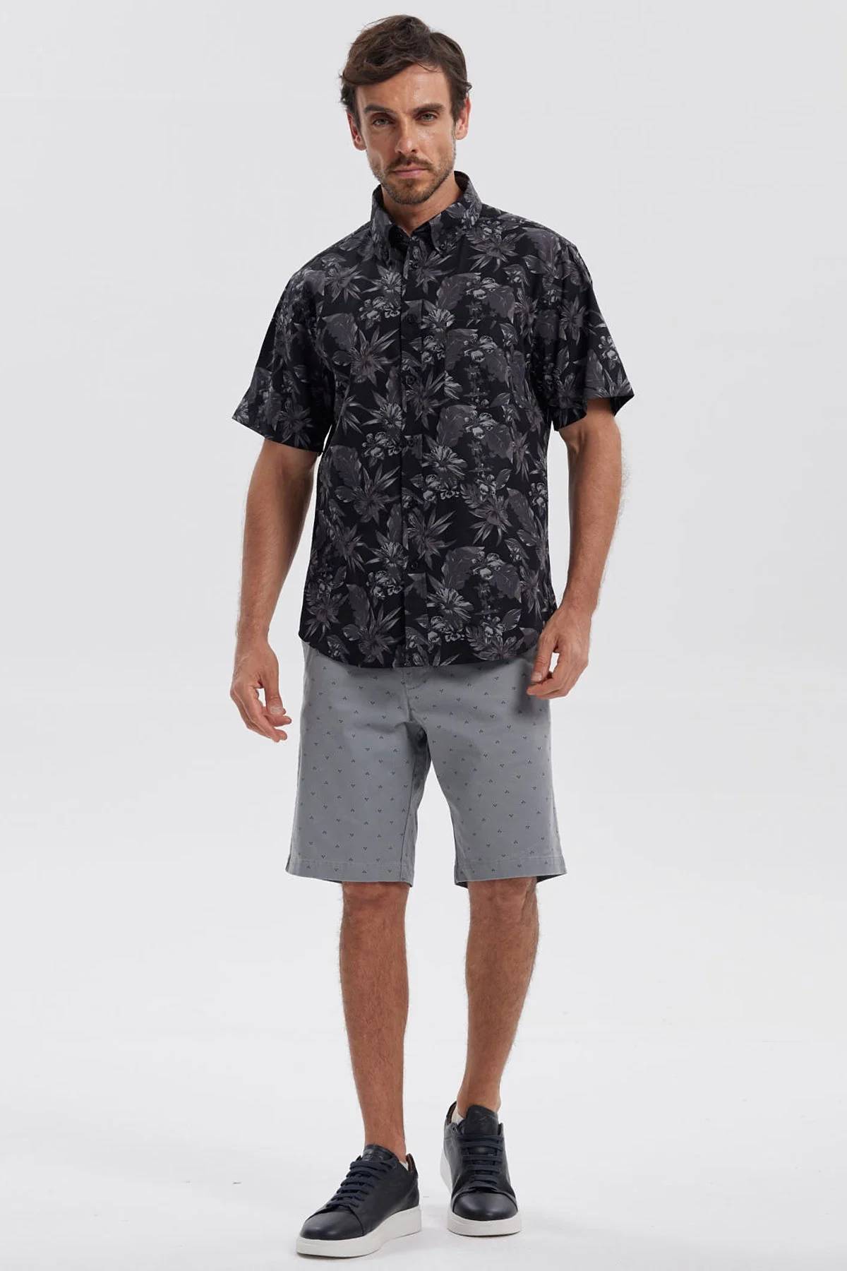 Camisa Hombre Mini Print Negro - Image 4