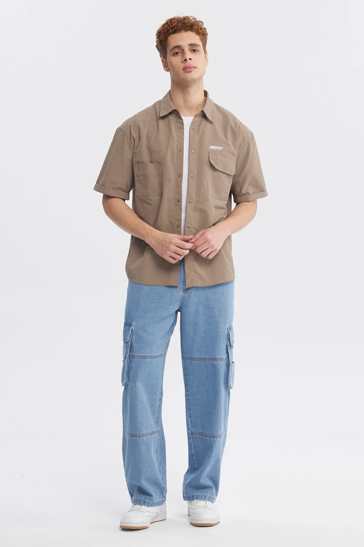 Camisa Hombre Oversize Doble Bolsillo Café - Image 4