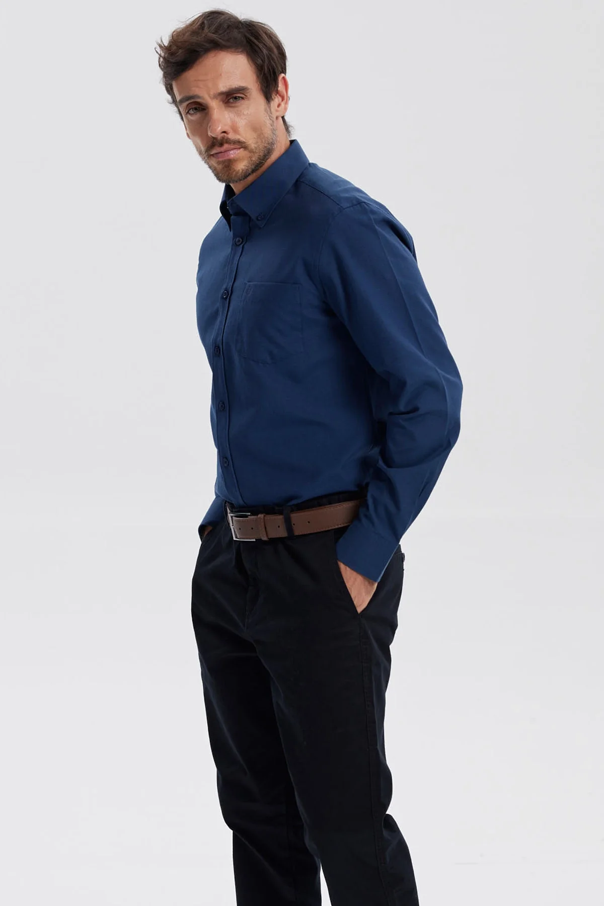 Camisa Hombre Oxford Azul Oscuro - Image 2