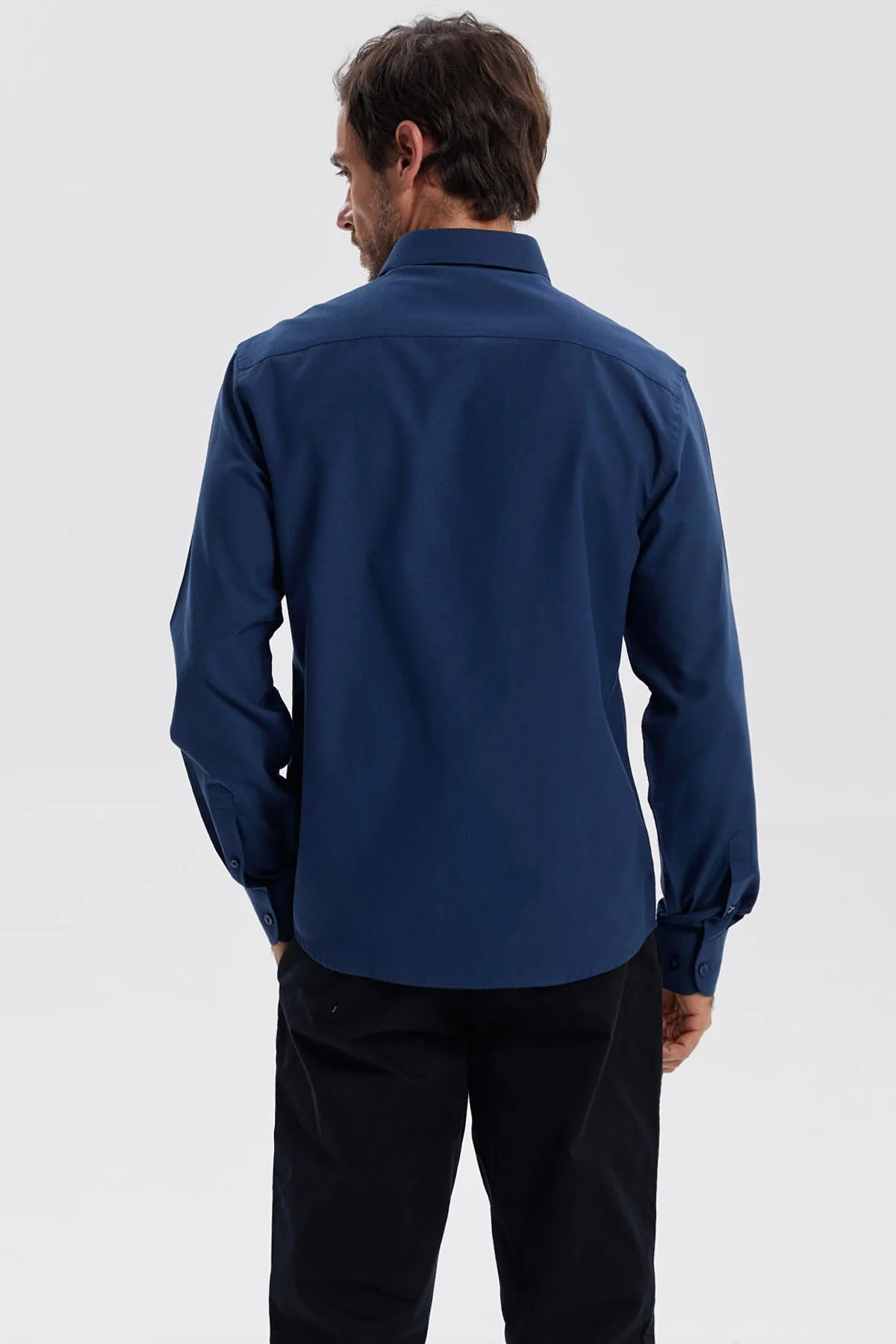 Camisa Hombre Oxford Azul Oscuro - Image 3