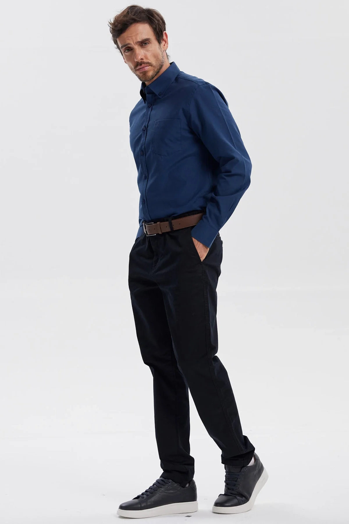 Camisa Hombre Oxford Azul Oscuro - Image 4