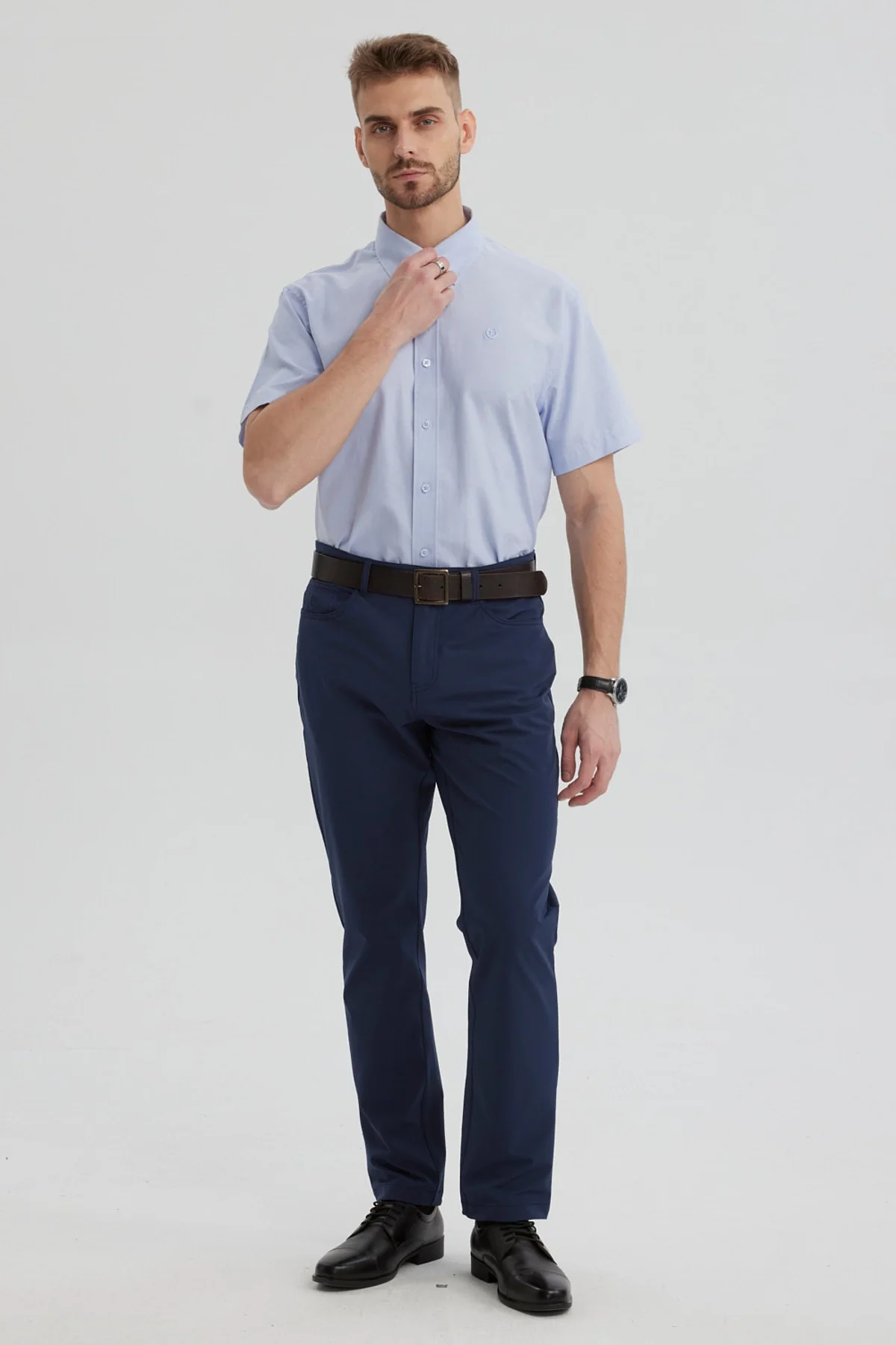 Camisa Hombre Oxford Con Logo Celeste - Image 4