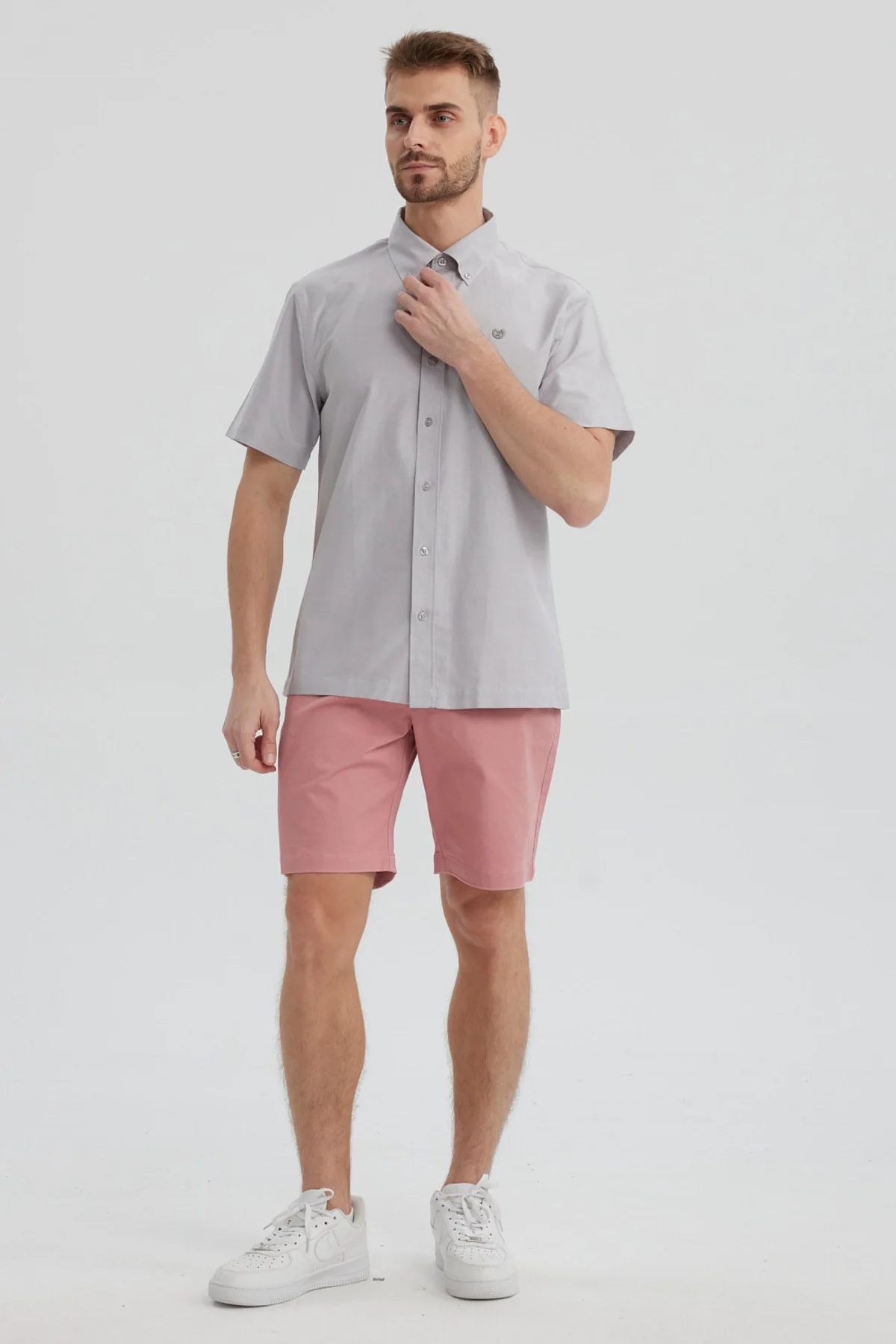 Camisa Hombre Oxford Con Logo Gris - Image 4