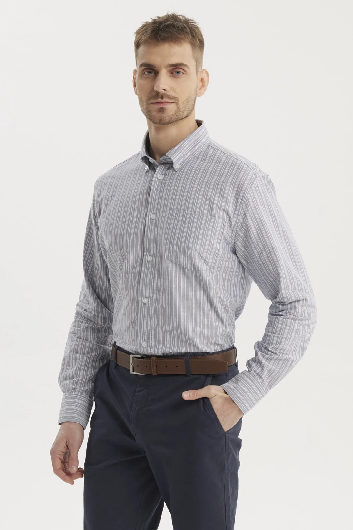 Camisa Hombre Rayas Premium Azul - Image 2